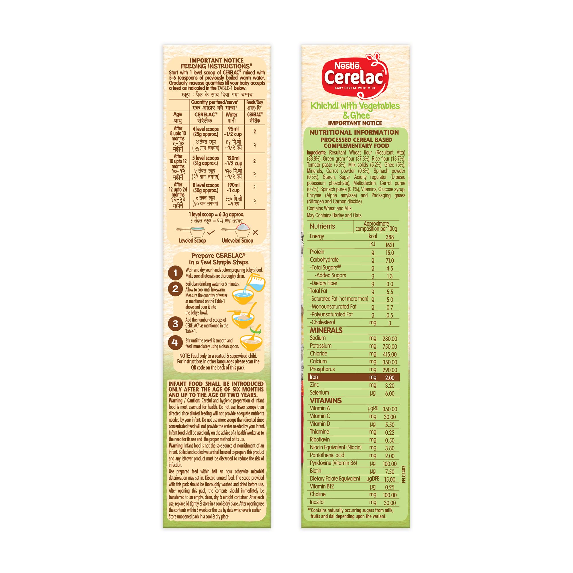 Nestle Cerelac Baby Cereal with Milk , Khichdi with Vegetables & Ghee , From 8 to 24 Months ,Stage 2, Source of Iron & Protein , 300g – view 4
