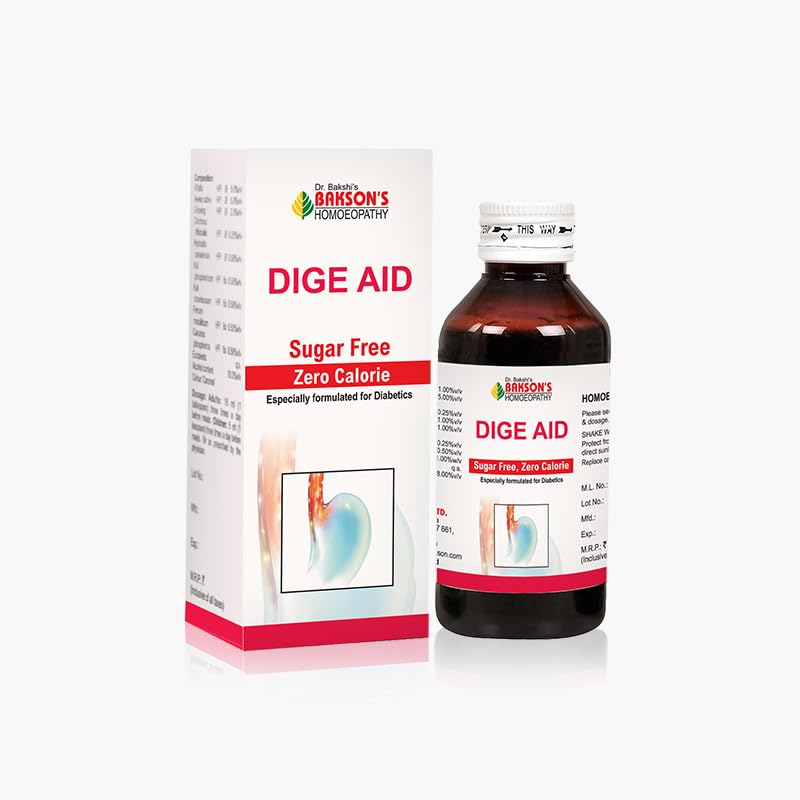 Front view of Bakson's Dige Aid sugar-free bottle 230 ml