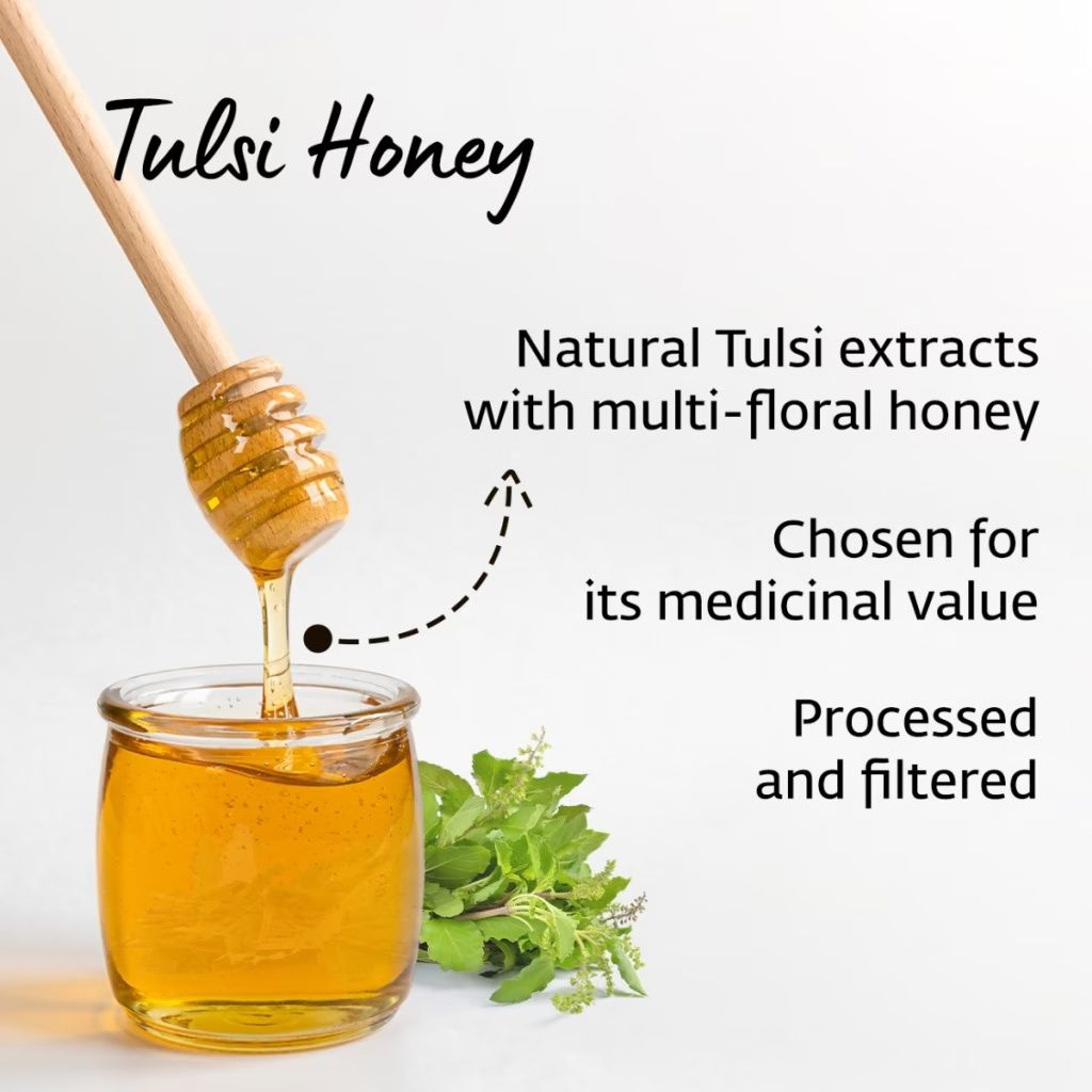 Isha life Tulsi Honey (500gm). Processed and filtered. Honey mixed with Tulsi extracts. High in medicinal value. Suggested for cold related symptoms. Good for Immunity – view 6