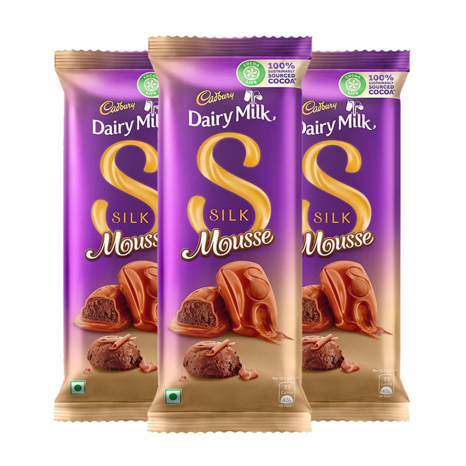 Cadbury Silk Mousse milk chocolate bar pack for gifting and snacking