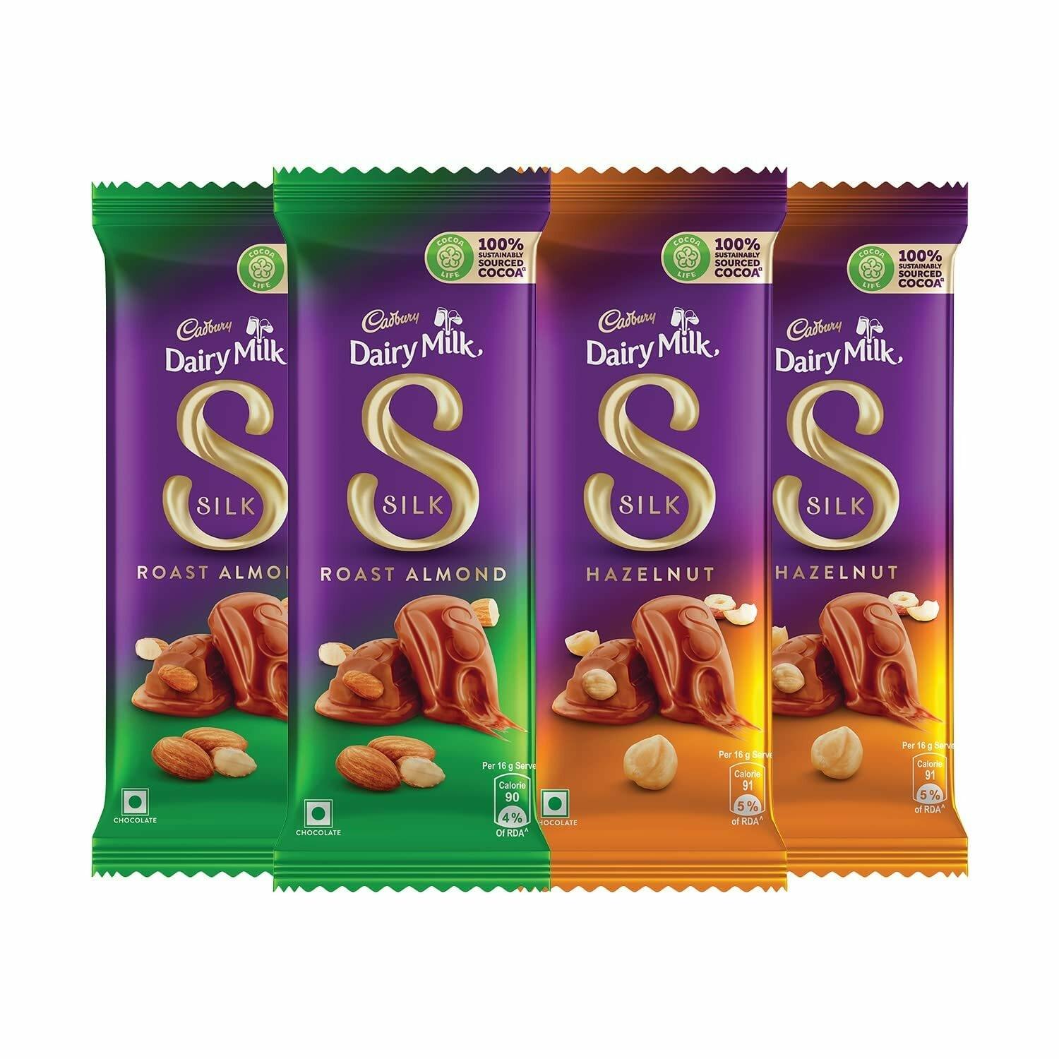 Cadbury Silk Hazelnut milk chocolate bars in 2 pack pouch
