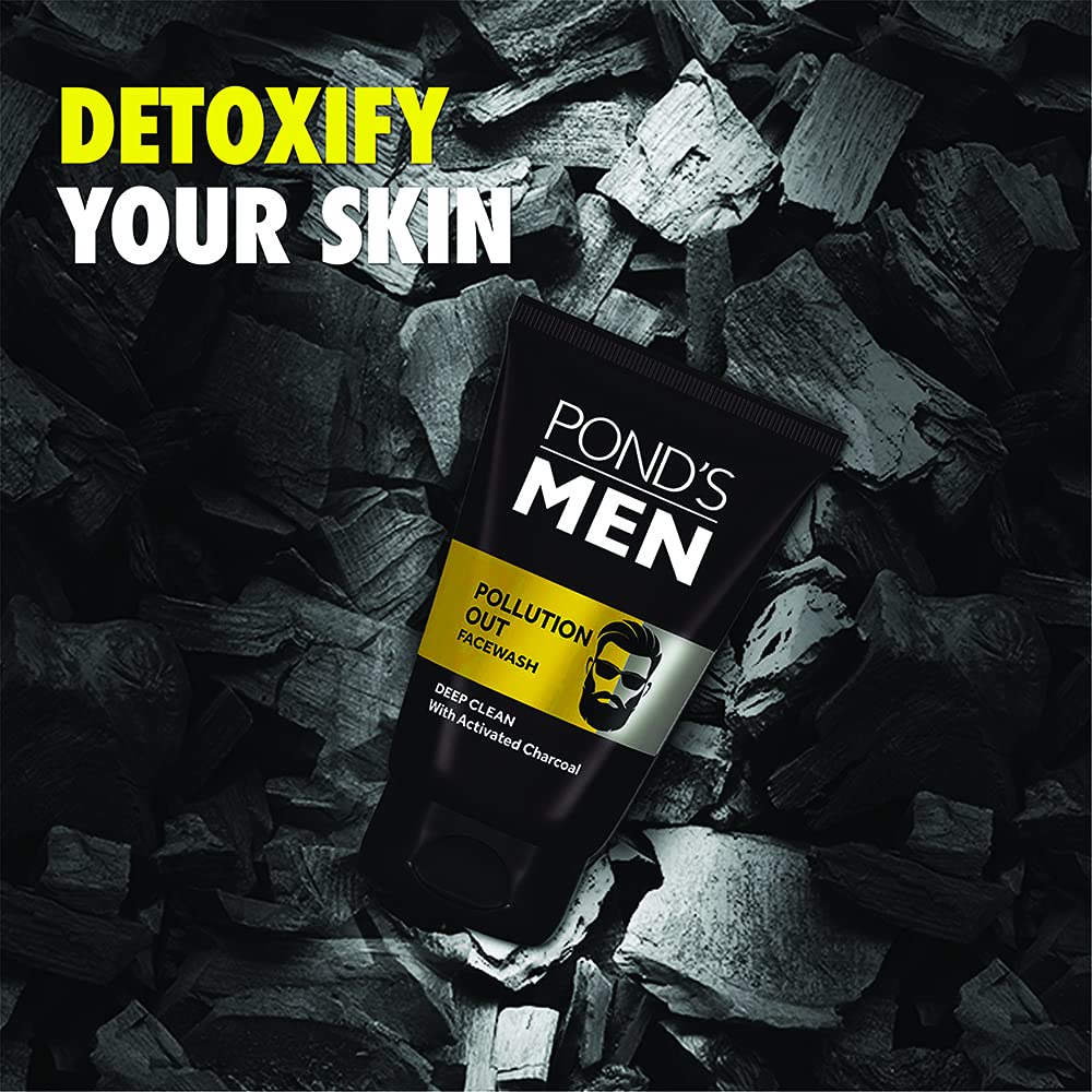 Pond's Men Pollution Out Activated Charcoal Deep Clean Facewash, 100 g – view 3