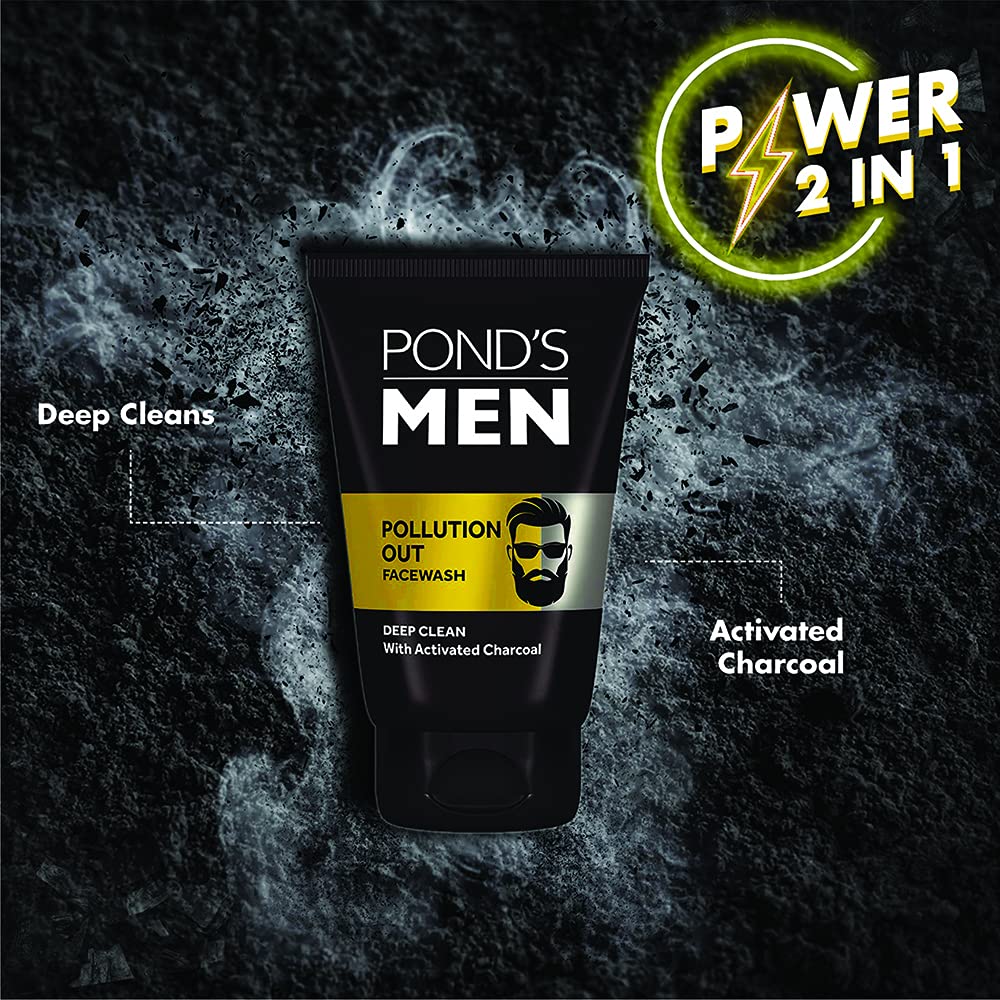 Pond's Men Pollution Out Activated Charcoal Deep Clean Facewash, 100 g – view 4