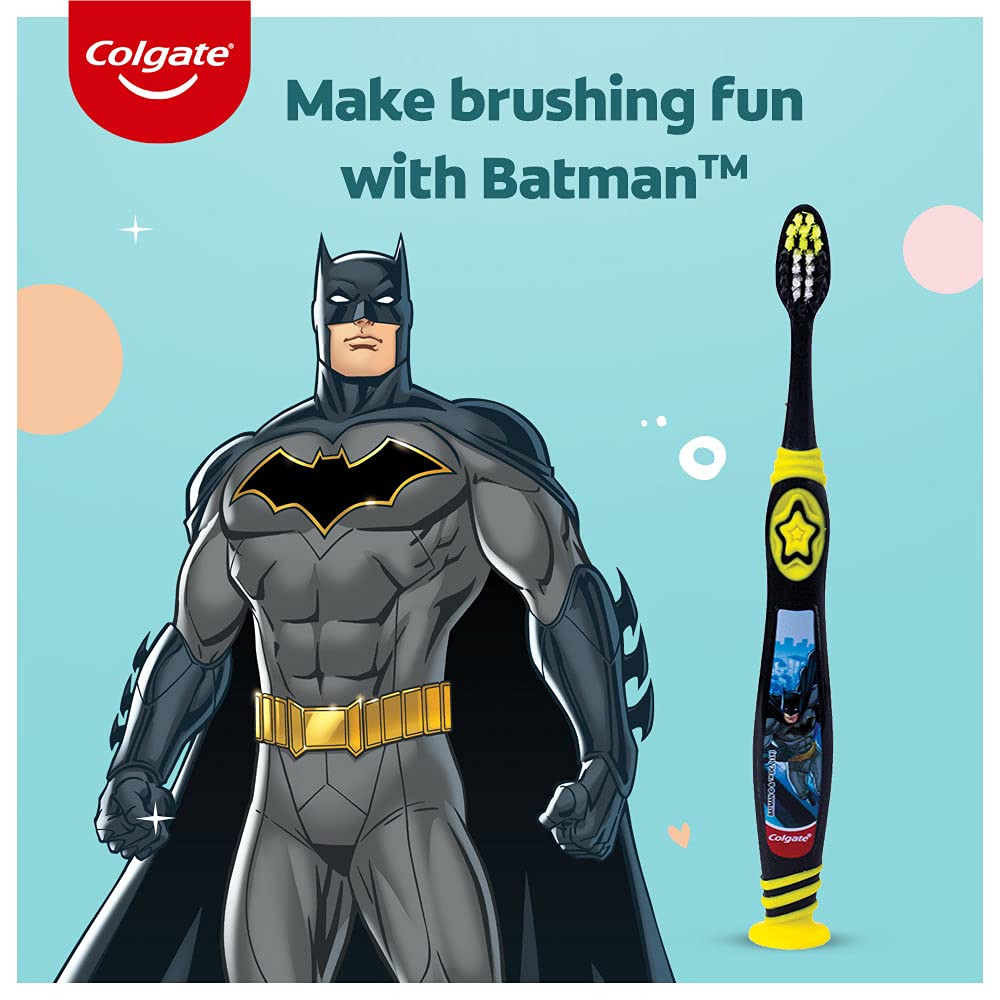 Colgate Kids Batman Manual Toothbrush for 5+ years, Pack of 3, Extra Soft Bristles with Tongue Cleaner,Multicolor – view 2