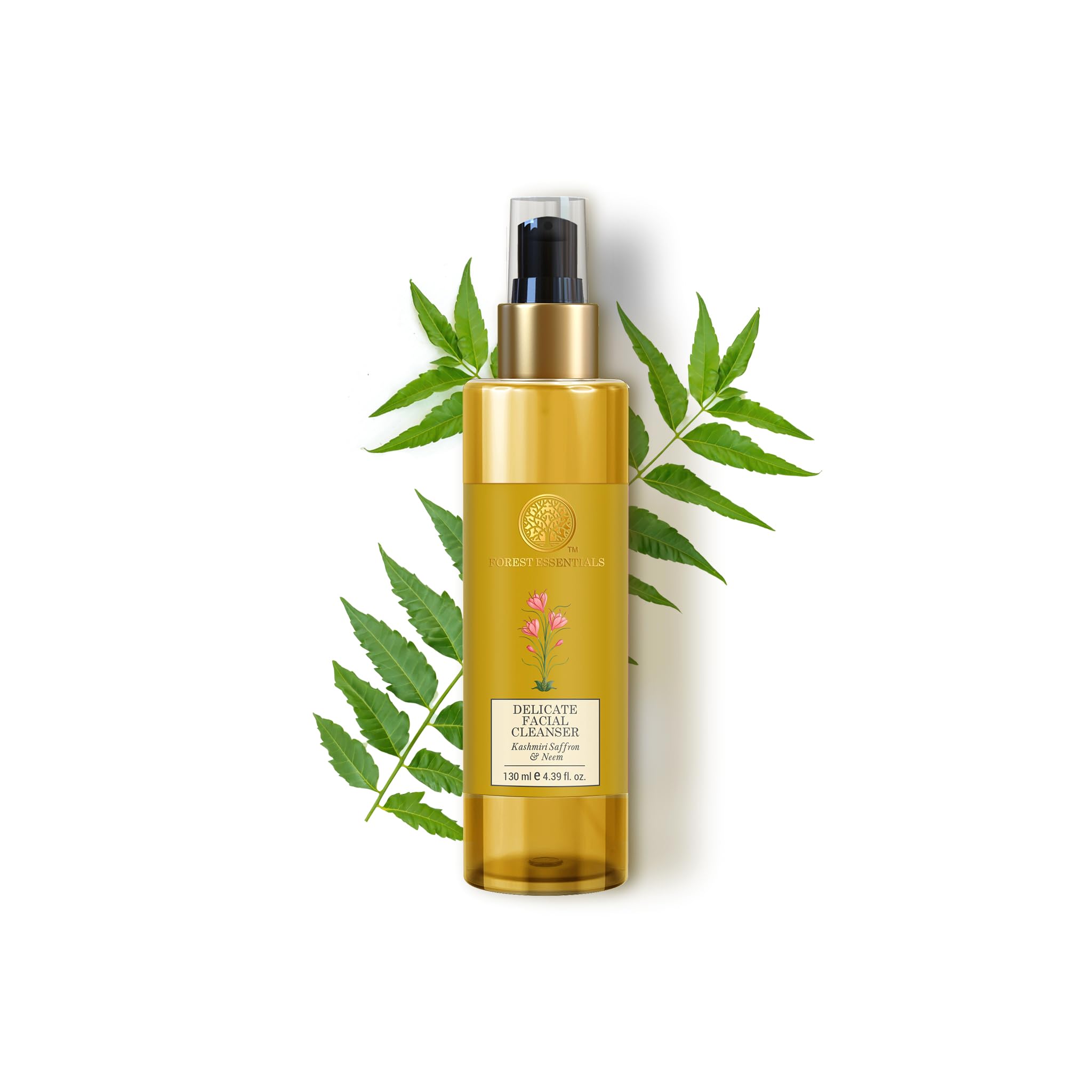 Forest Essentials Delicate Facial Cleanser Kashmiri Saffron & Neem, Ayurvedic Gel Face Wash For Oily Skin, SulphateFree, Anti Acne Face Cleanser, Controls Oil For Sensitive Skin For Women & Men 130 ml – view 2