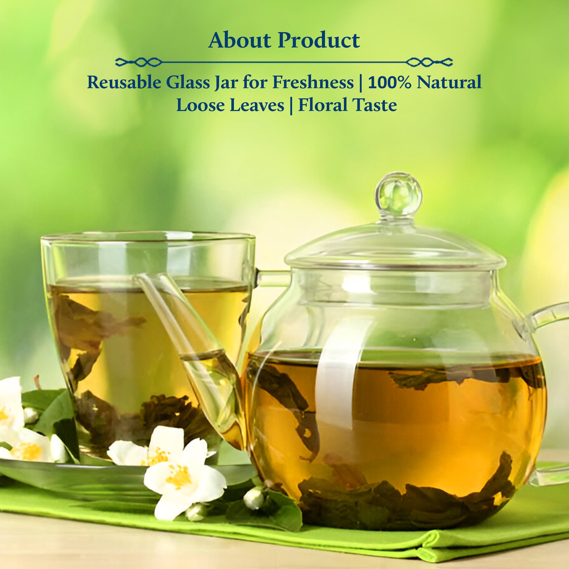 Blue Nectar Green Tea Loose Leaves for Weight Management with Idukki Cardamom – view 5