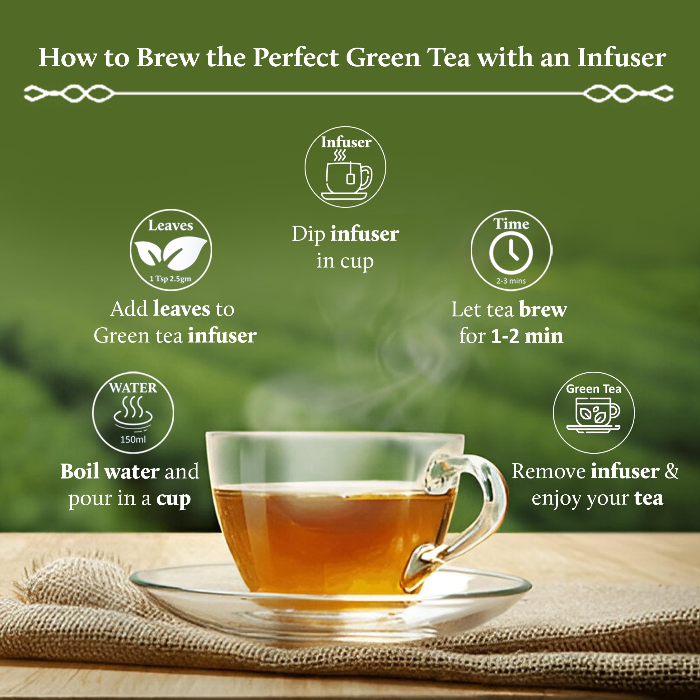 Blue Nectar Green Tea Loose Leaves for Weight Management with Idukki Cardamom – view 7