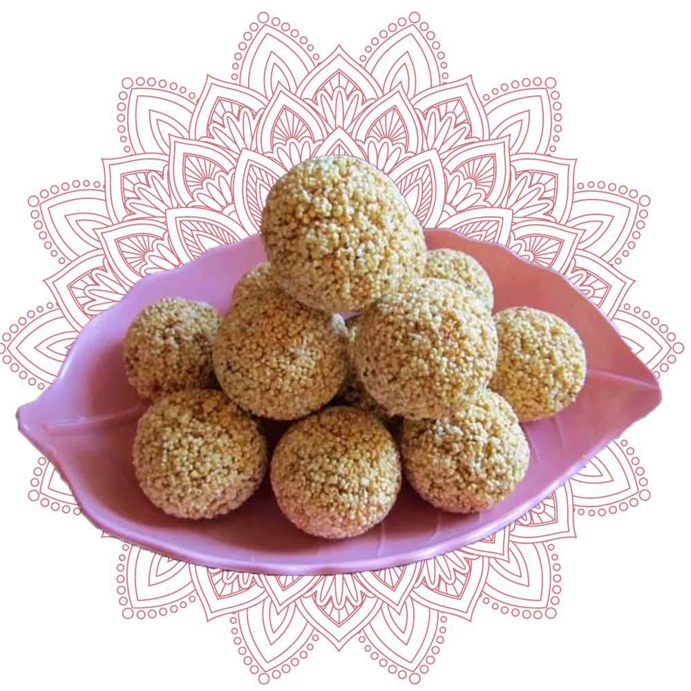 Navaratri Fasting Special Chawalai laddu made from ( Amarnath seeds ) and jaggery, Light, Sweet & Crunchy – view 1