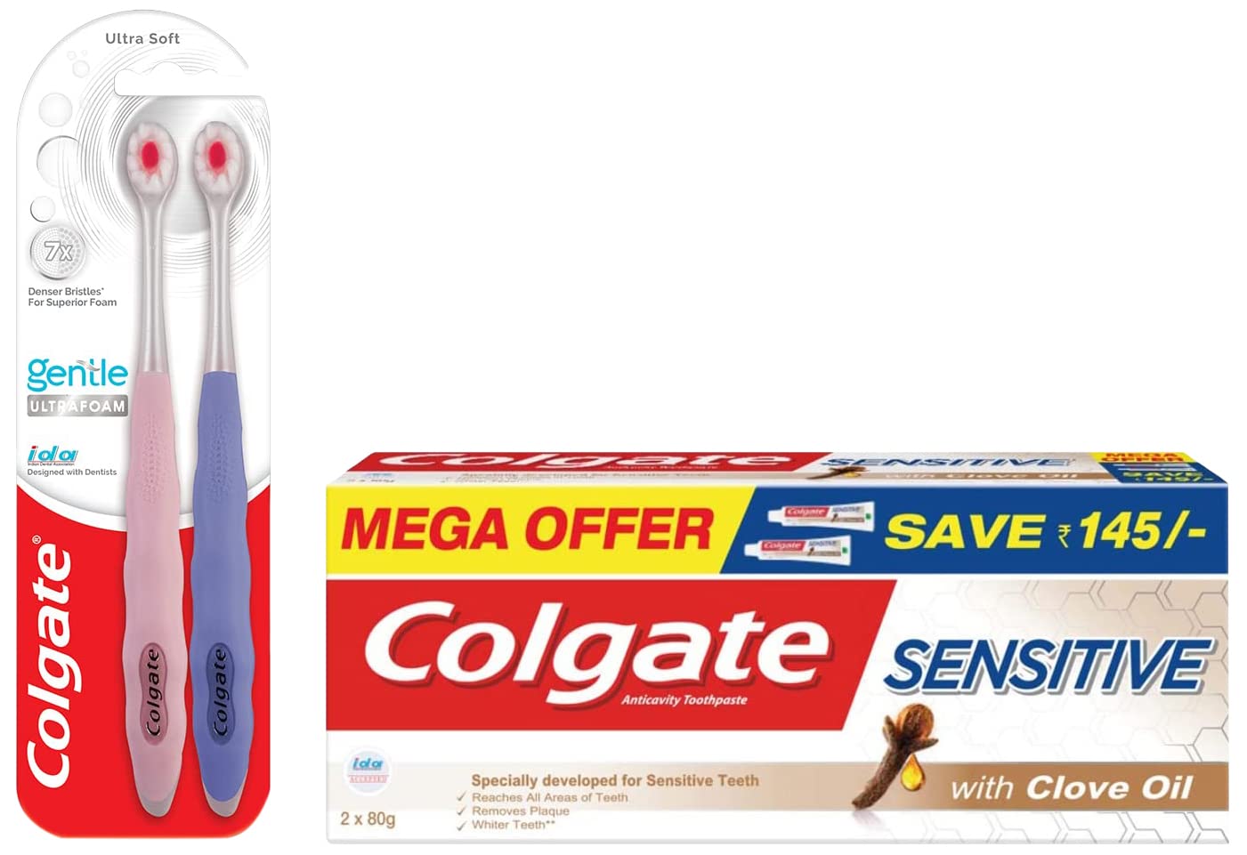 Colgate manual toothbrush duo and sensitive toothpaste with clove oil