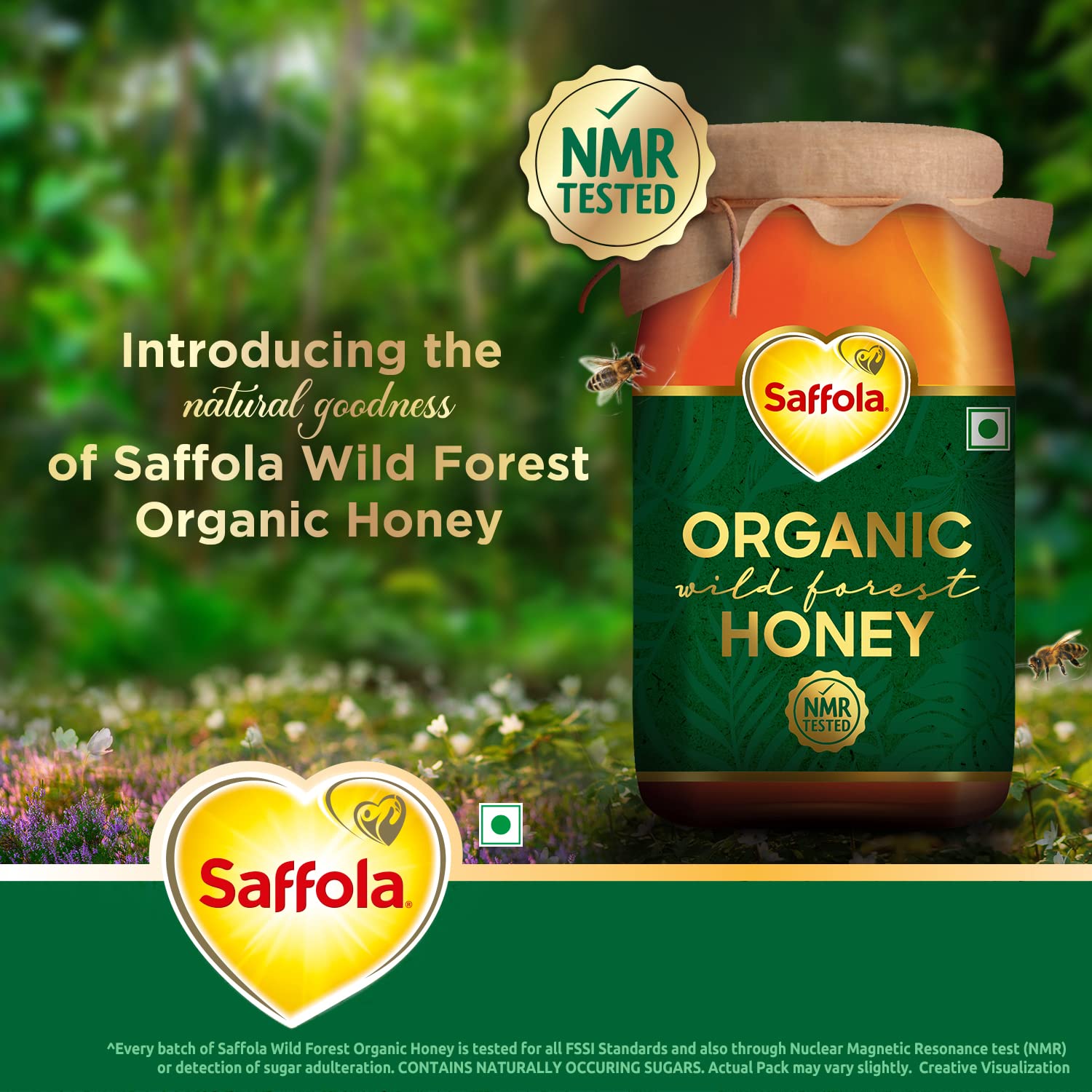 Saffola Wild Forest Organic Honey -500g -NMR Tested, 100% Pure Wild Forest Organic Honey, Brown – view 2