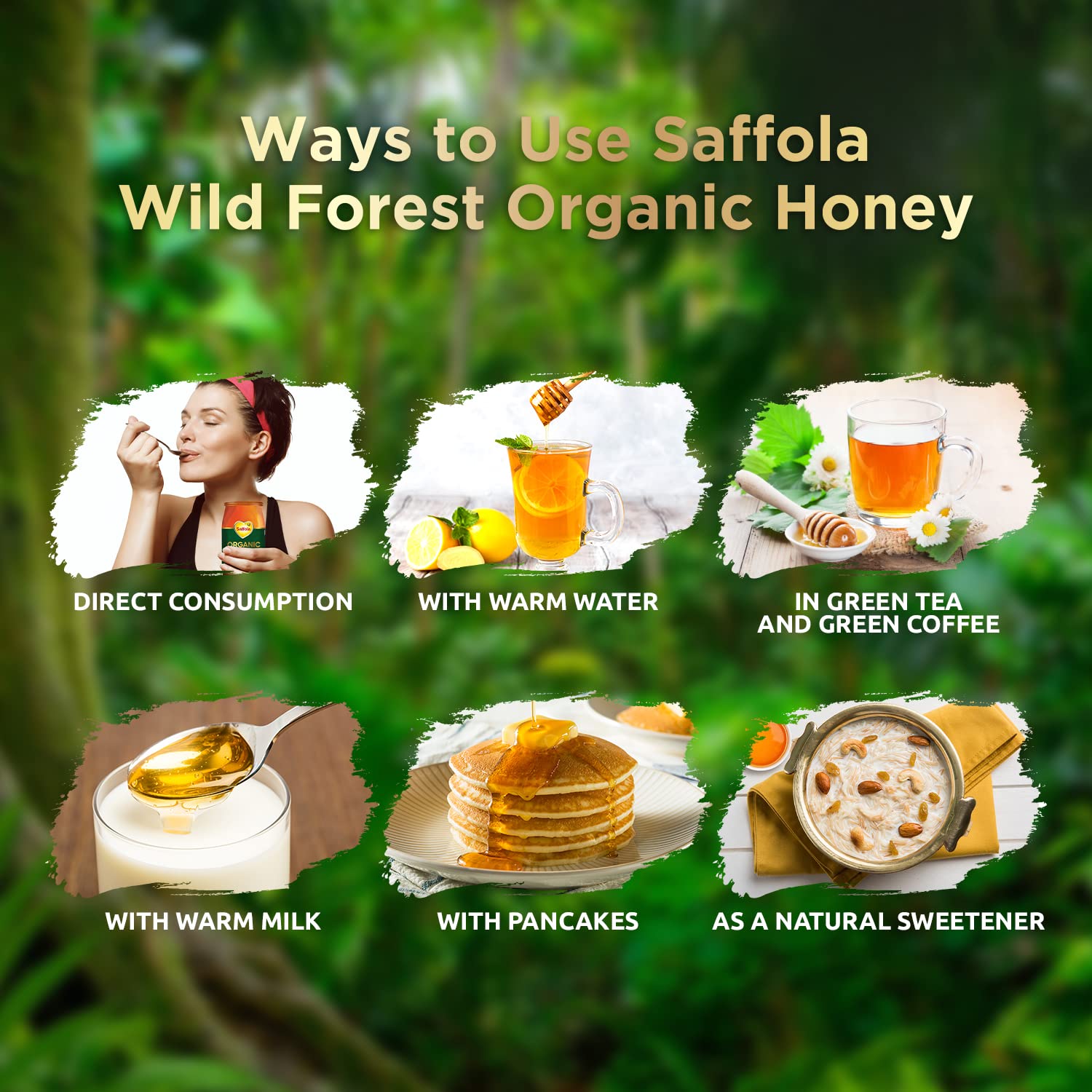 Saffola Wild Forest Organic Honey -500g -NMR Tested, 100% Pure Wild Forest Organic Honey, Brown – view 5