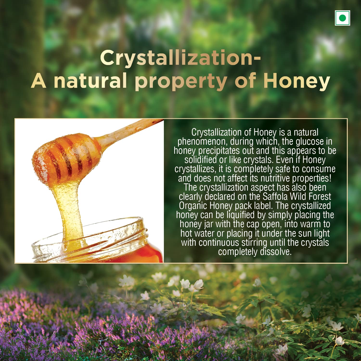 Saffola Wild Forest Organic Honey -500g -NMR Tested, 100% Pure Wild Forest Organic Honey, Brown – view 7