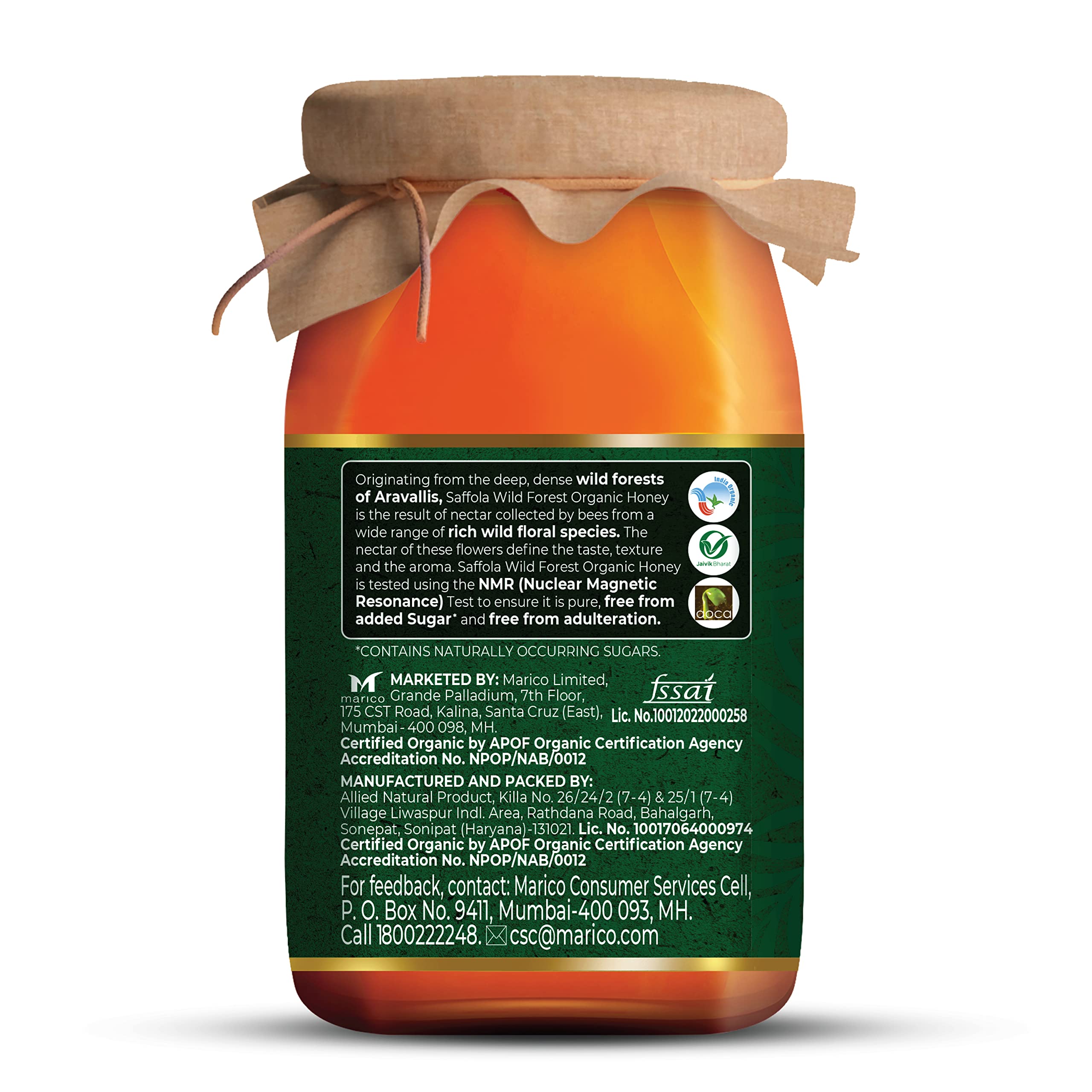 Saffola Wild Forest Organic Honey -500g -NMR Tested, 100% Pure Wild Forest Organic Honey, Brown – view 9