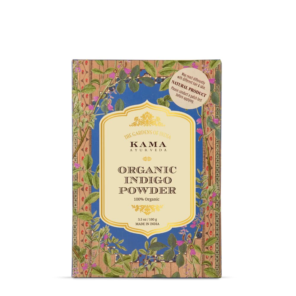 Organic indigo powder box by Kama Ayurveda, 100g hair color