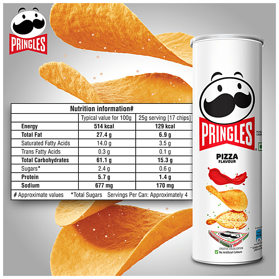 Pringles Potato Chips - Pizza Flavoured, Crunchy, Crispy 102 g – view 7
