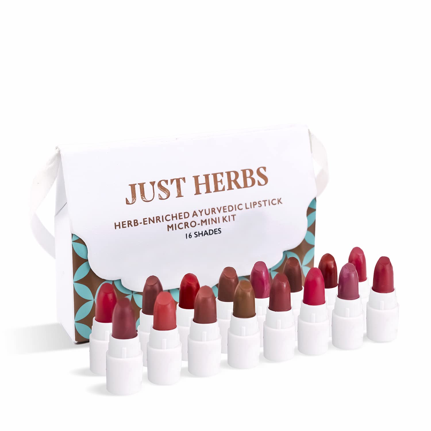 Pack of 16 Just Herbs mini matte lipstick shades