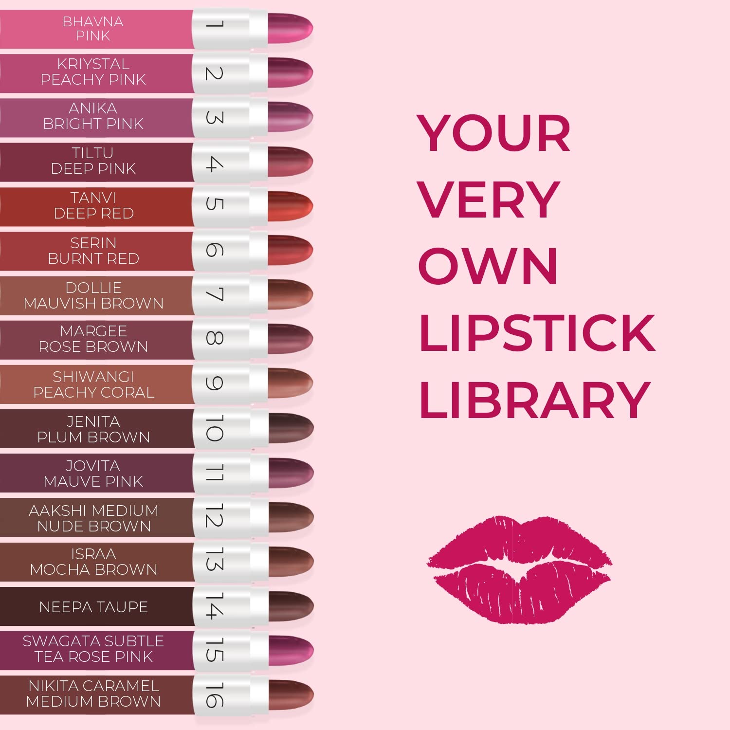 Just Herbs Ayurvedic Creamy Matte Micro Mini Lipstick Kit Lip Hydrating & Moisturizing, Lipsticks for Women Suitable All Indian Tones (Pack of 16) – view 2