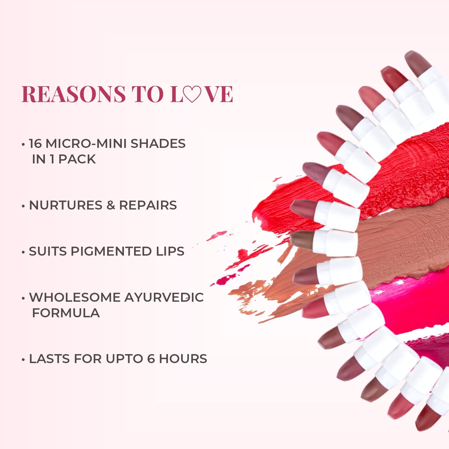 Just Herbs Ayurvedic Creamy Matte Micro Mini Lipstick Kit Lip Hydrating & Moisturizing, Lipsticks for Women Suitable All Indian Tones (Pack of 16) – view 4