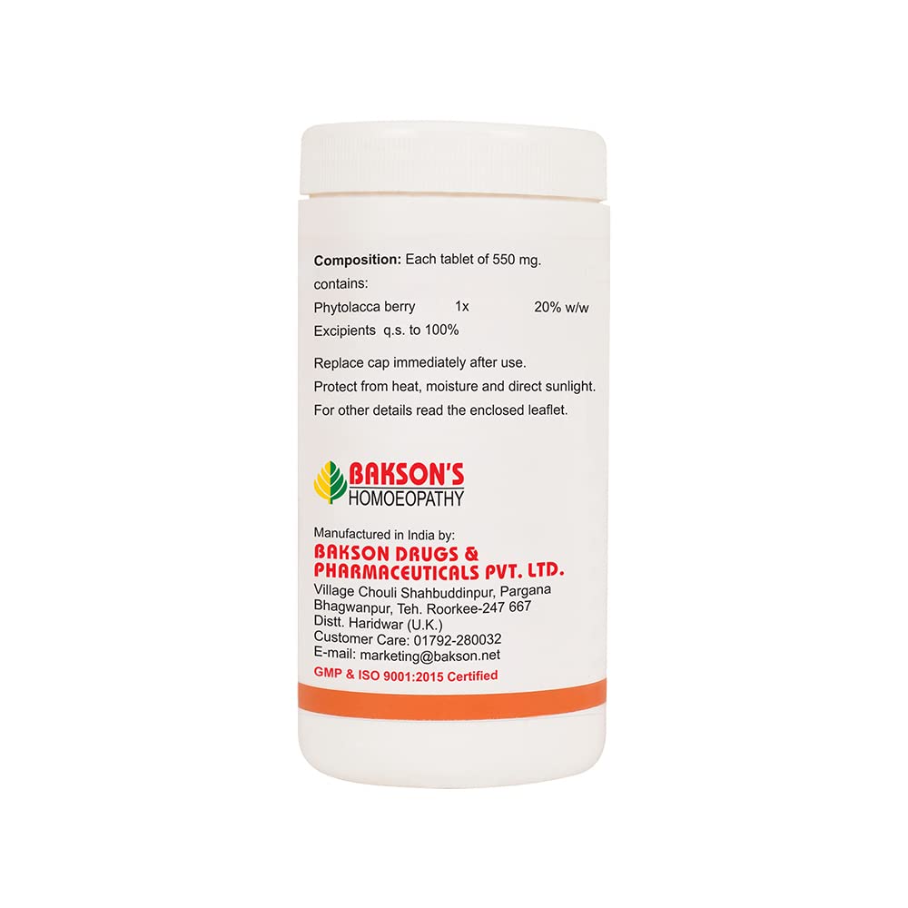 Dr. Bakshi's BAKSON'S HOMOEOPATHY PHYTOLACCA BERRY TABLETS-200 TABS – view 2
