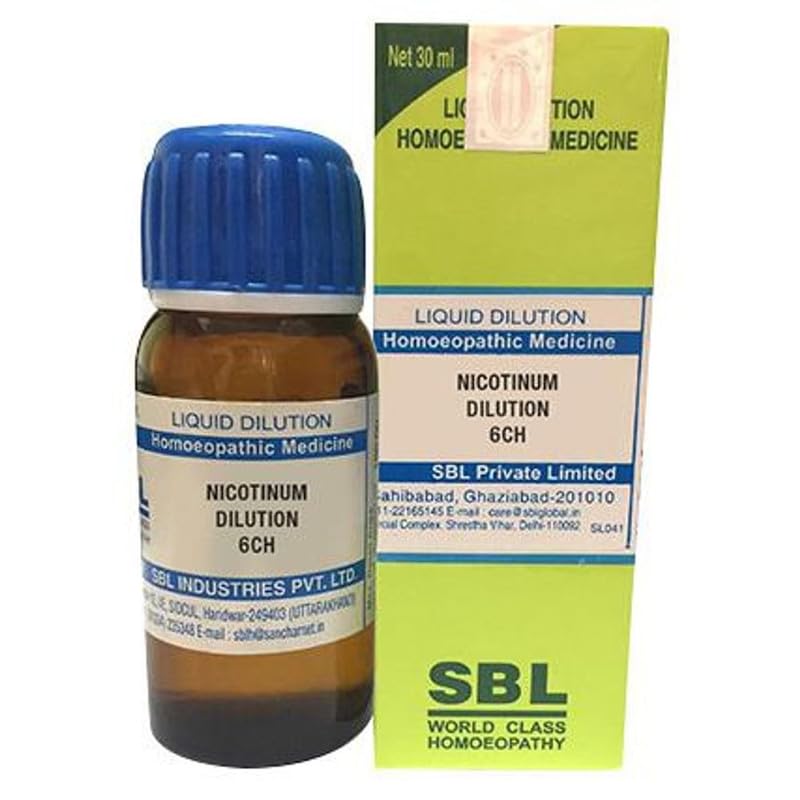 Front view of SBL Nicotinum Dilution 6 CH bottle