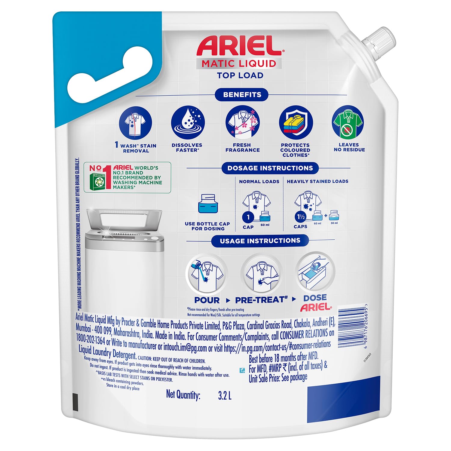 Ariel Liquid Detergent Top Load - 3.2L – view 8