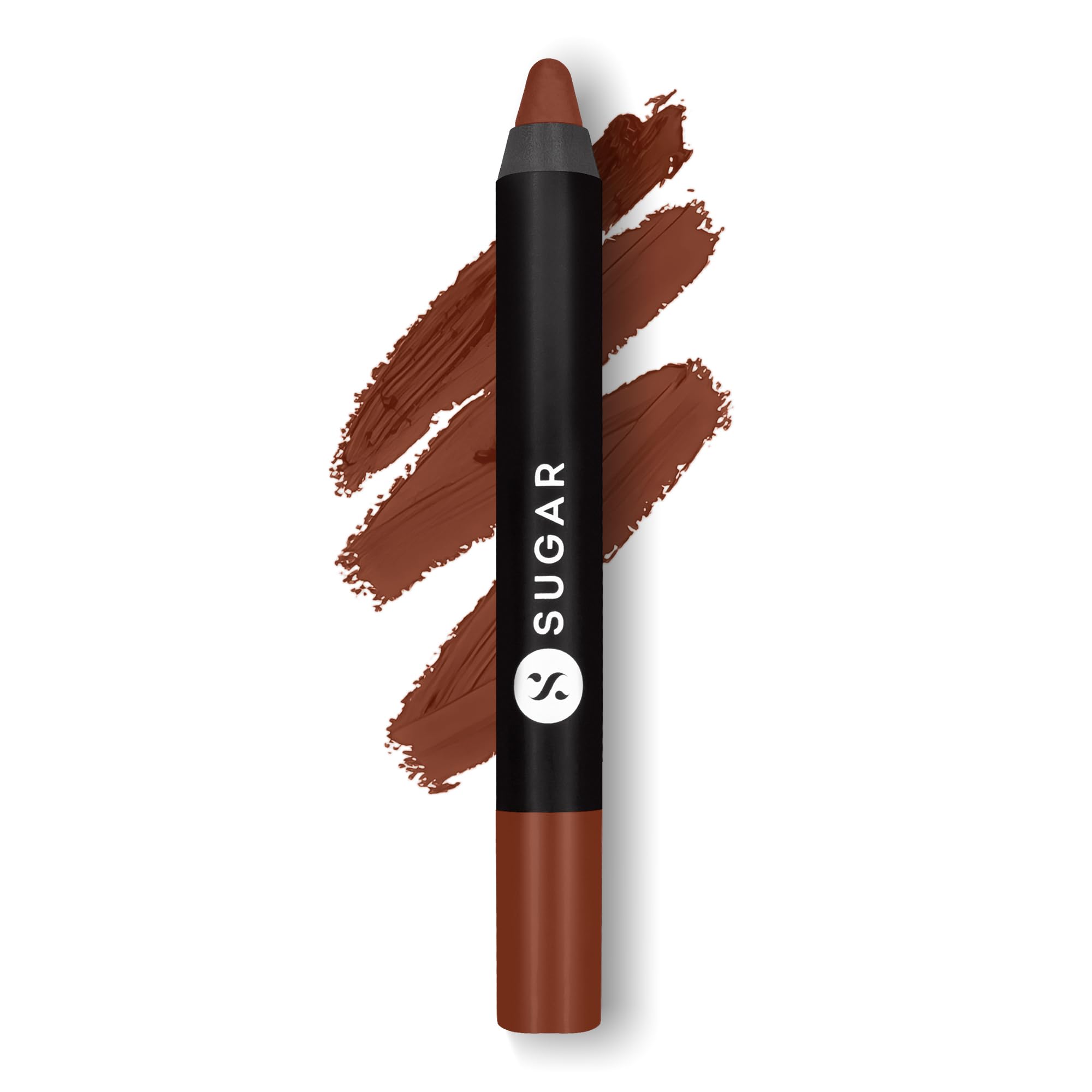 Burnt orange matte lip crayon with included sharpener