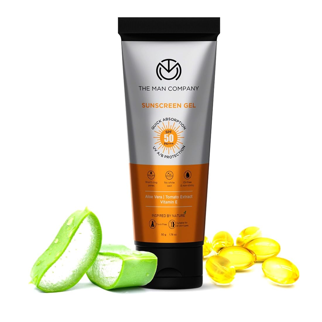 Orange The Man Company sunscreen gel tube for face use
