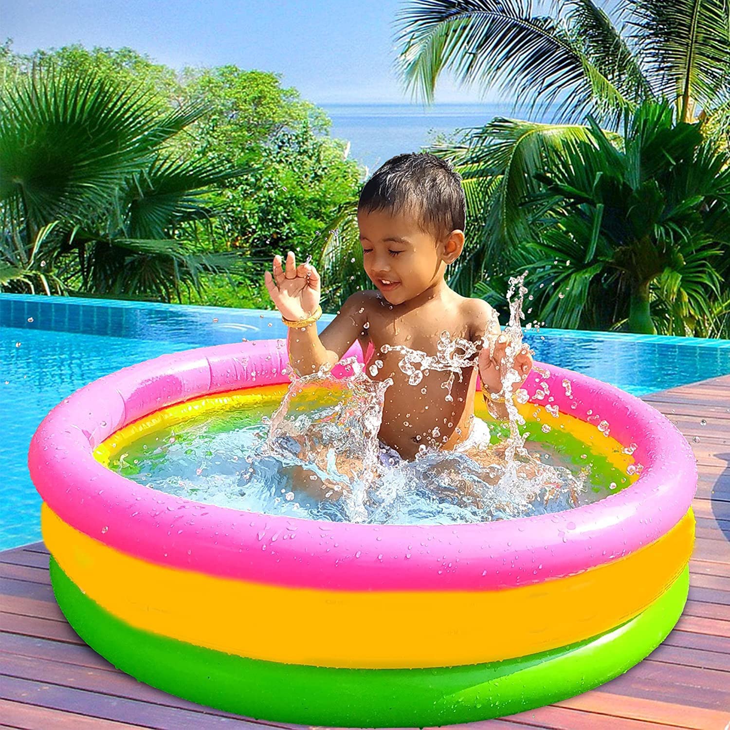 Toyshine 3 Feet Inflatable Kids Pool Bath Pool Tub, Summer Water Fun Bathing Tub Toy for Kids - 34x 10 Inches – view 4