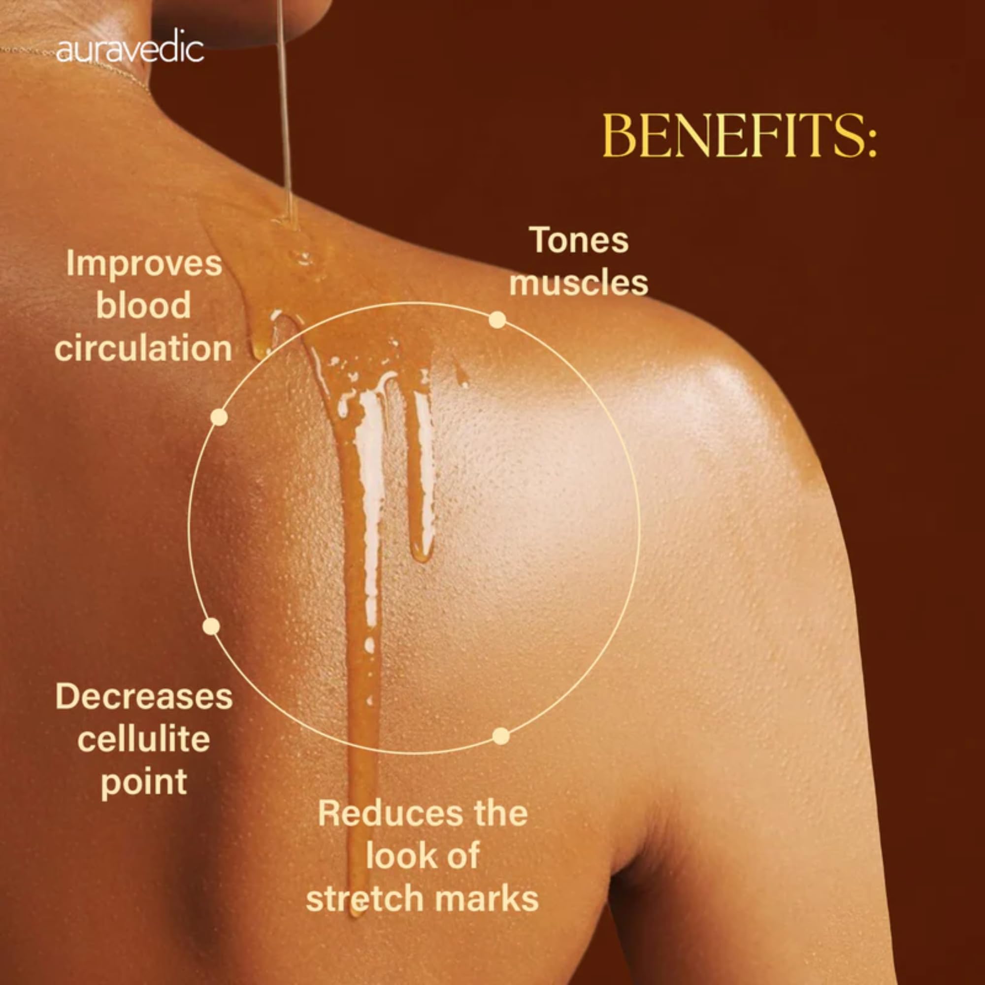Auravedic Body Toning Body Massage Oil for full bodyy relax 200ml Body Oil for Winter Body oil after bath for daily use Body oil for glowing skin Stretch Mark Removal Massage Oill For women men – view 3