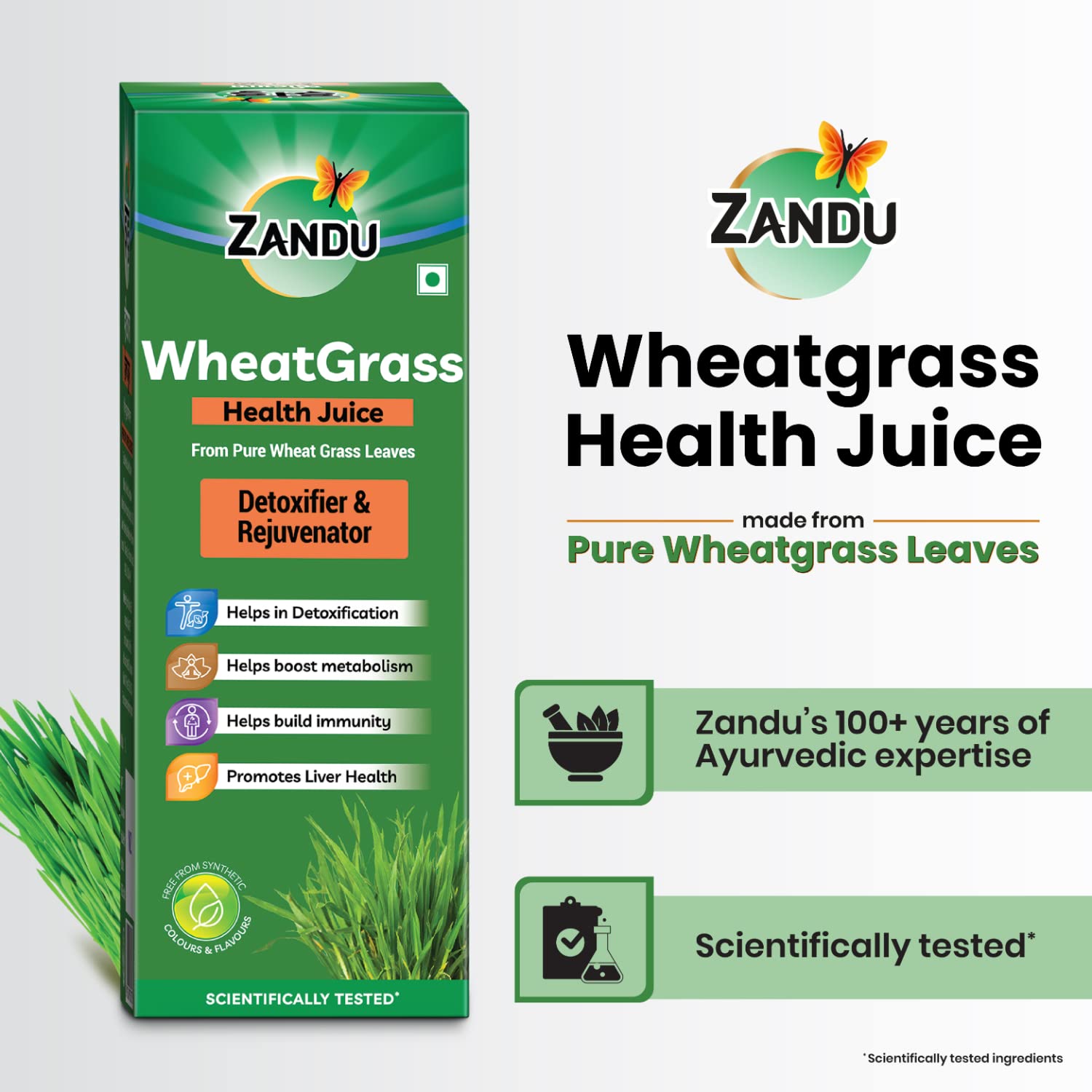 Zandu WheatGrass Health Juice, 1L, Scientifically Tested, Detoxifier and Rejuvenator, helps boost metabolism, No Synthetic colours and flavours – view 4