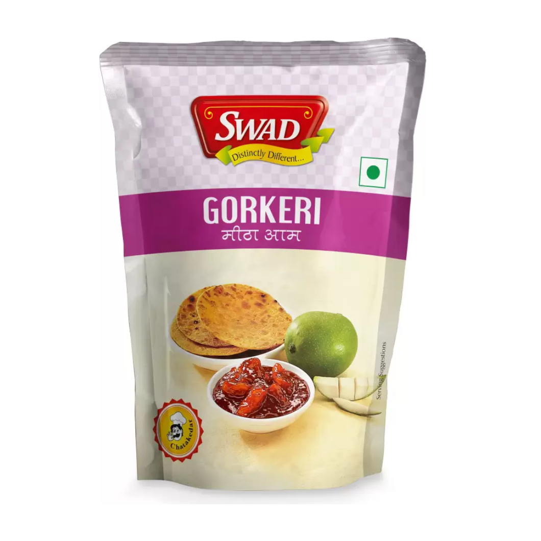 Pack of eight Swad Gorkeri mango chutney pouches