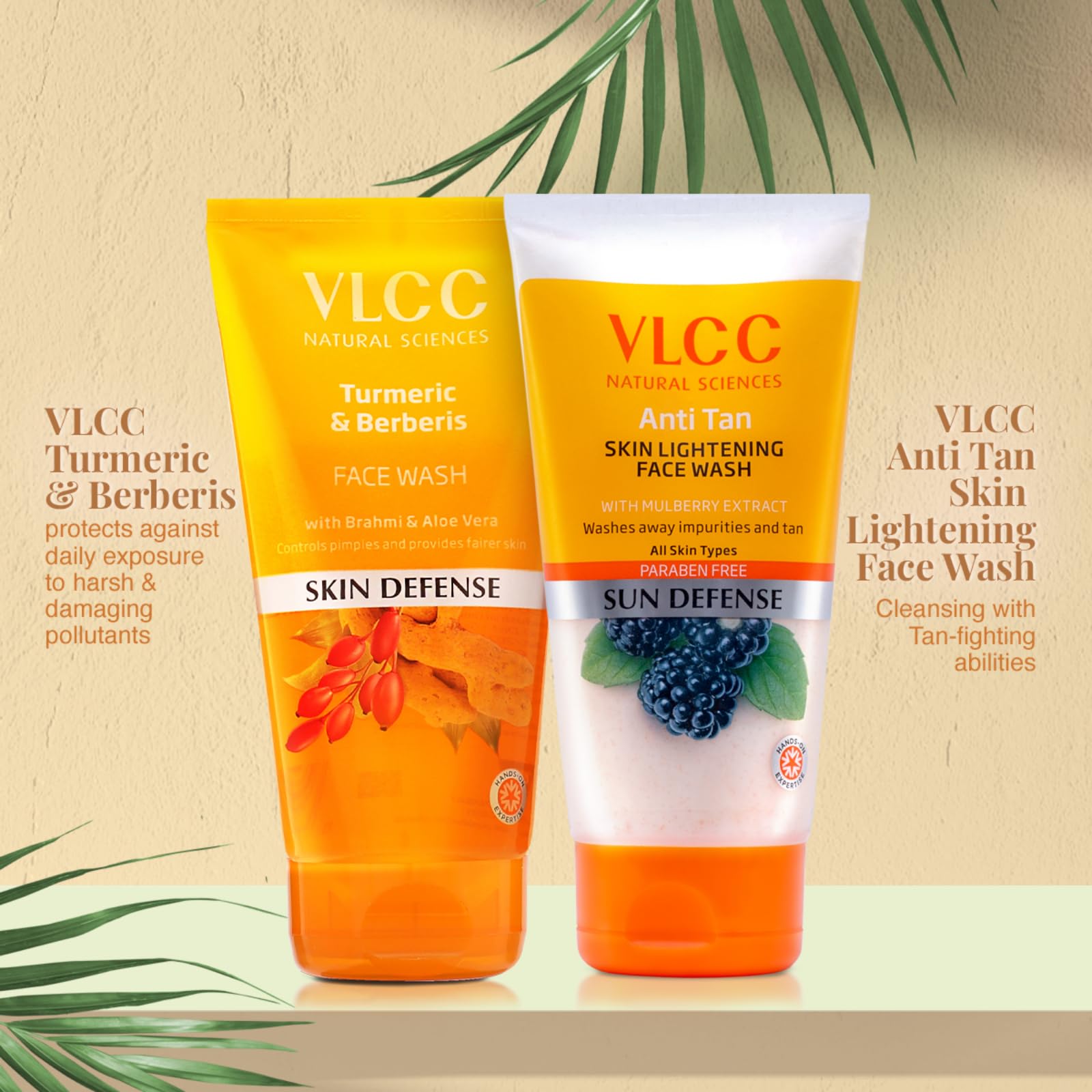 VLCC Turmeric & Berberis Face Wash + Anti Tan Skin Lightening Face Wash -150ml X 2 - Buy One Get One - with Turmeric & Berberis, Mulberry Extract, and Orange Peel Extract – view 3