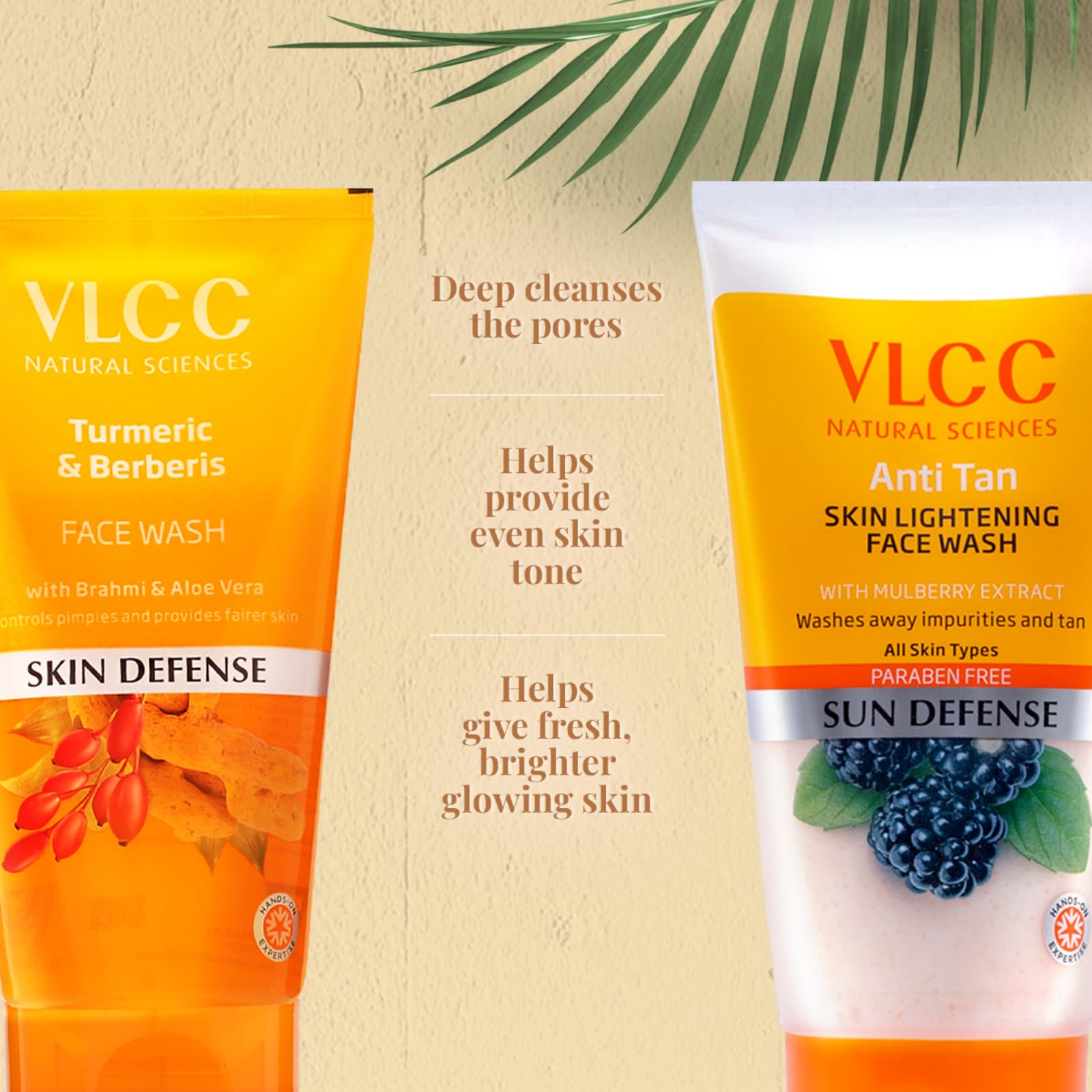 VLCC Turmeric & Berberis Face Wash + Anti Tan Skin Lightening Face Wash -150ml X 2 - Buy One Get One - with Turmeric & Berberis, Mulberry Extract, and Orange Peel Extract – view 4