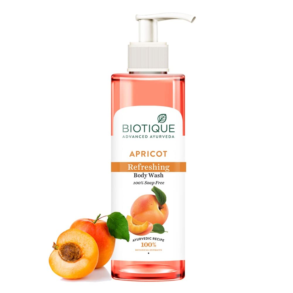 Biotique apricot body wash 200 ml transparent gel bottle