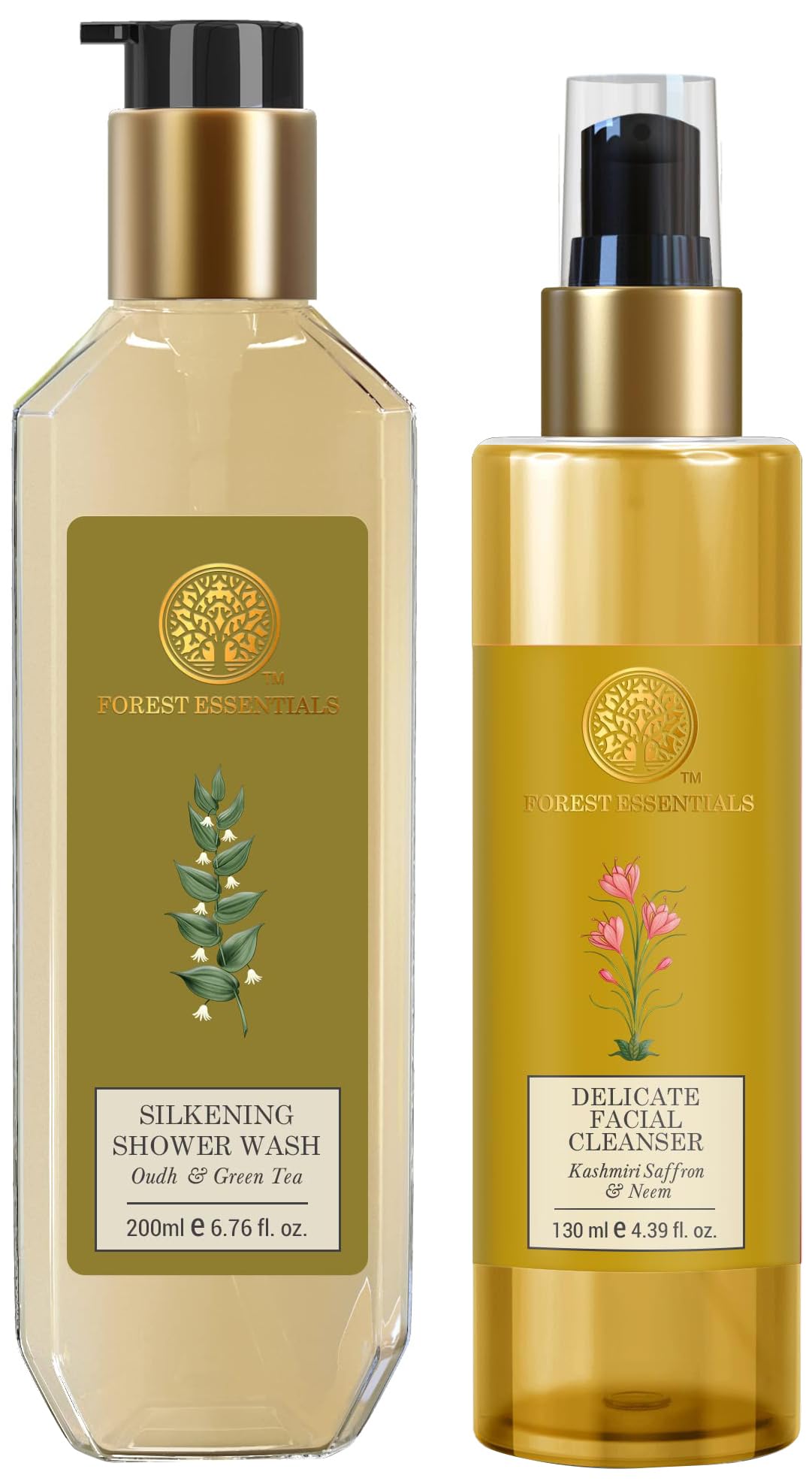 Forest Essentials face and body cleanser combo bottle set