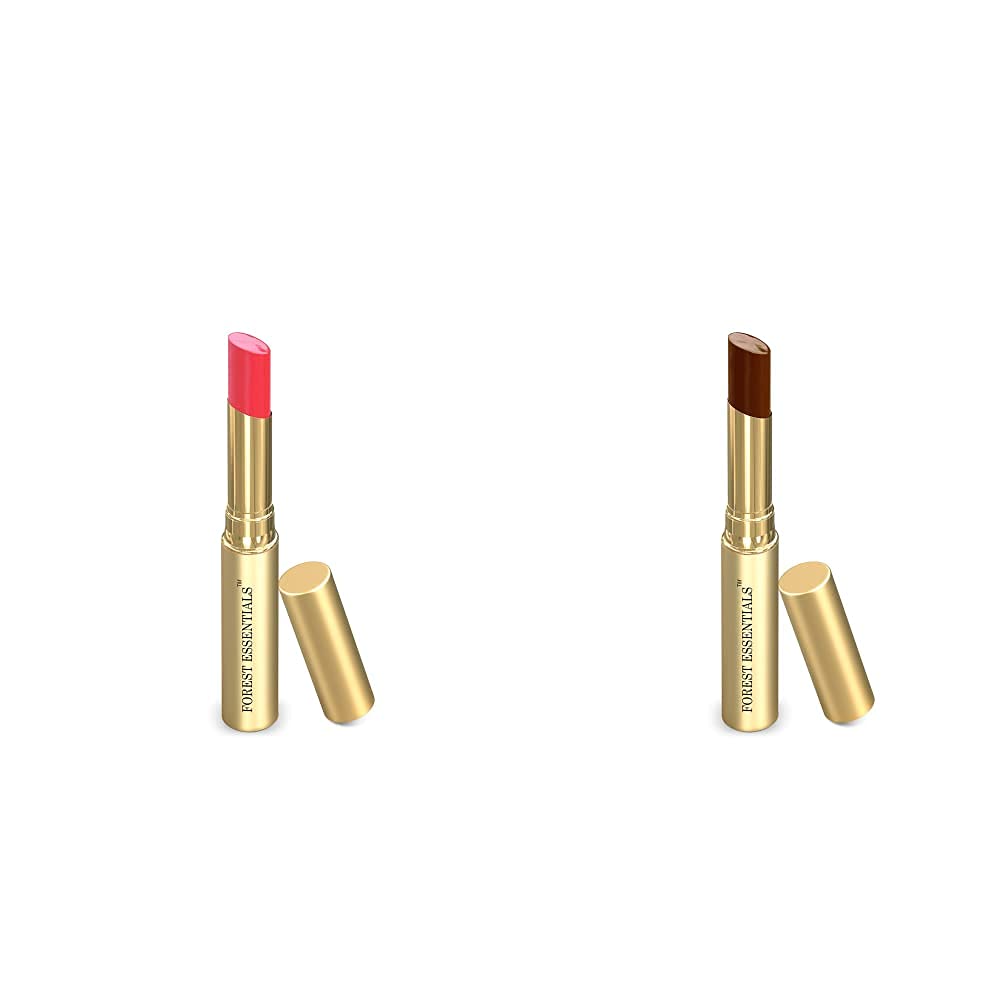 Forest Essentials tinted lip serum duo in pink and brown shades