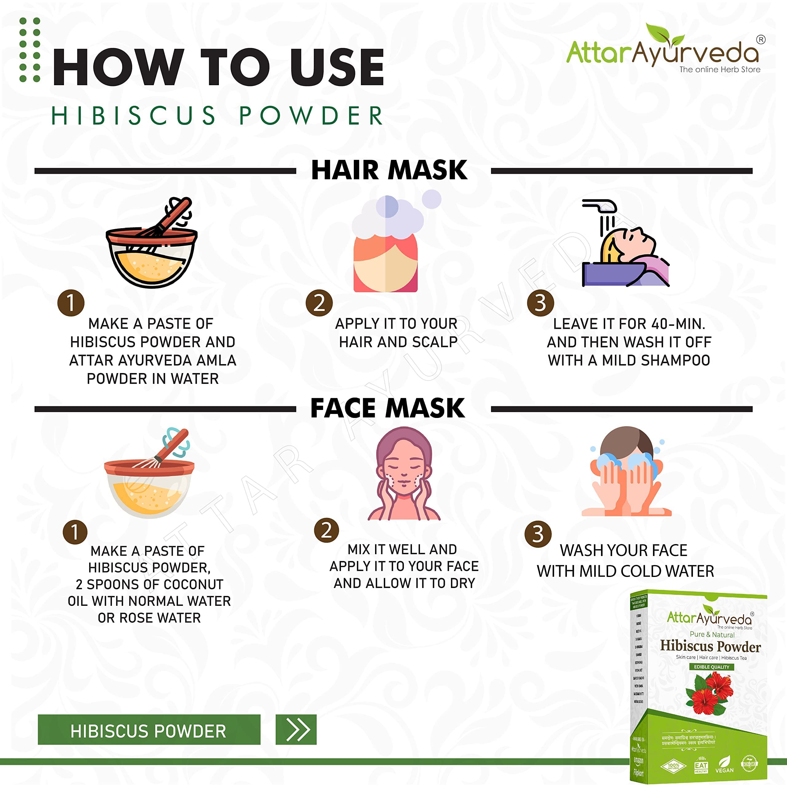 Attar Ayurveda Hibiscus powder for hair growth (100 Grams) – view 7