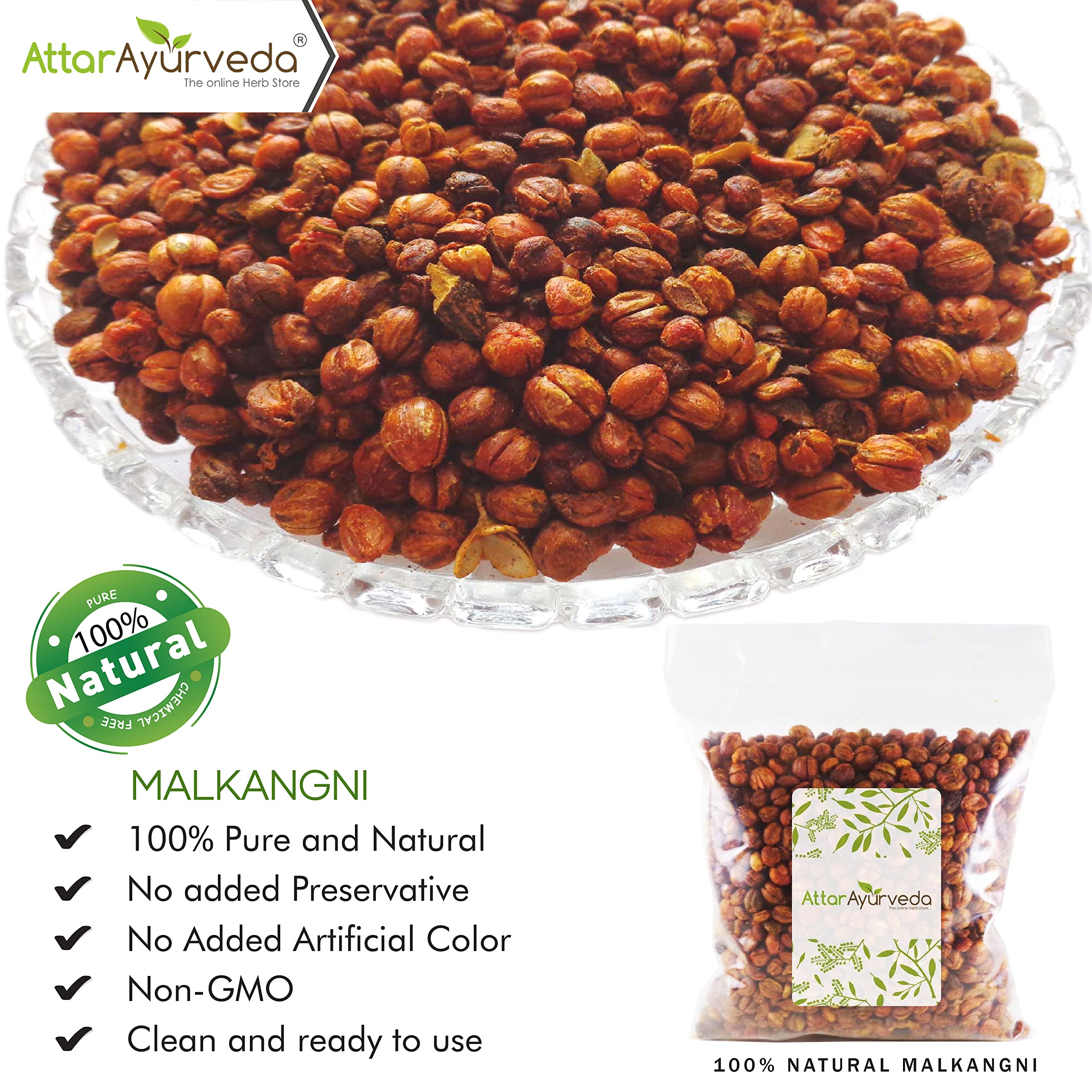 Attar Ayurveda Malkangni Seeds for Brain and Memory- Jyotishmati (100 Gram) – view 2