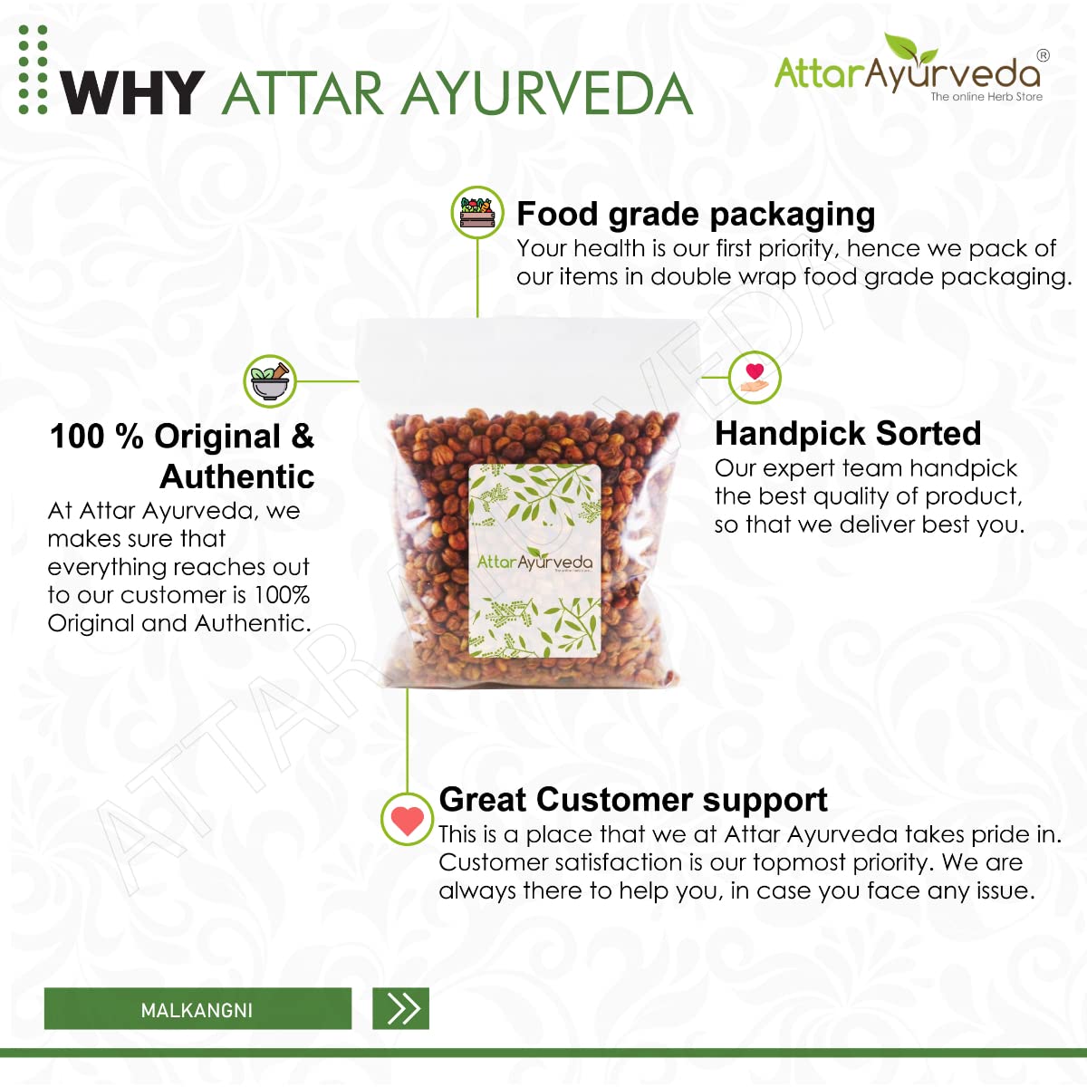 Attar Ayurveda Malkangni Seeds for Brain and Memory- Jyotishmati (100 Gram) – view 6