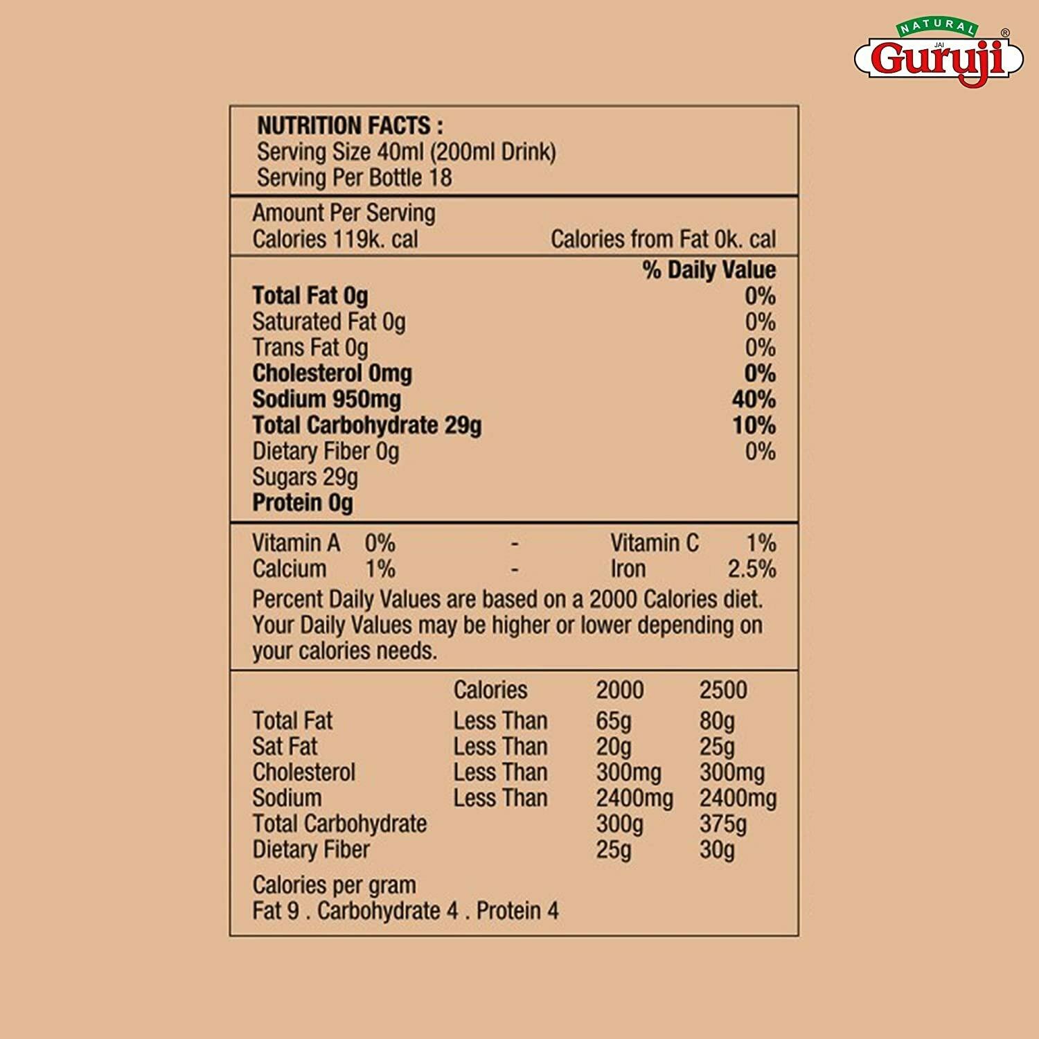 Natural Jai Guruji Masala Shikanji & Lemon Fruit Syrup Each 750Ml (Pack Of 2) – view 5