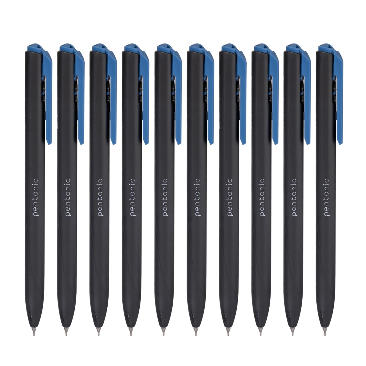 Grey Pentonic 0.7mm retractable blue ink ball pens, pack of ten