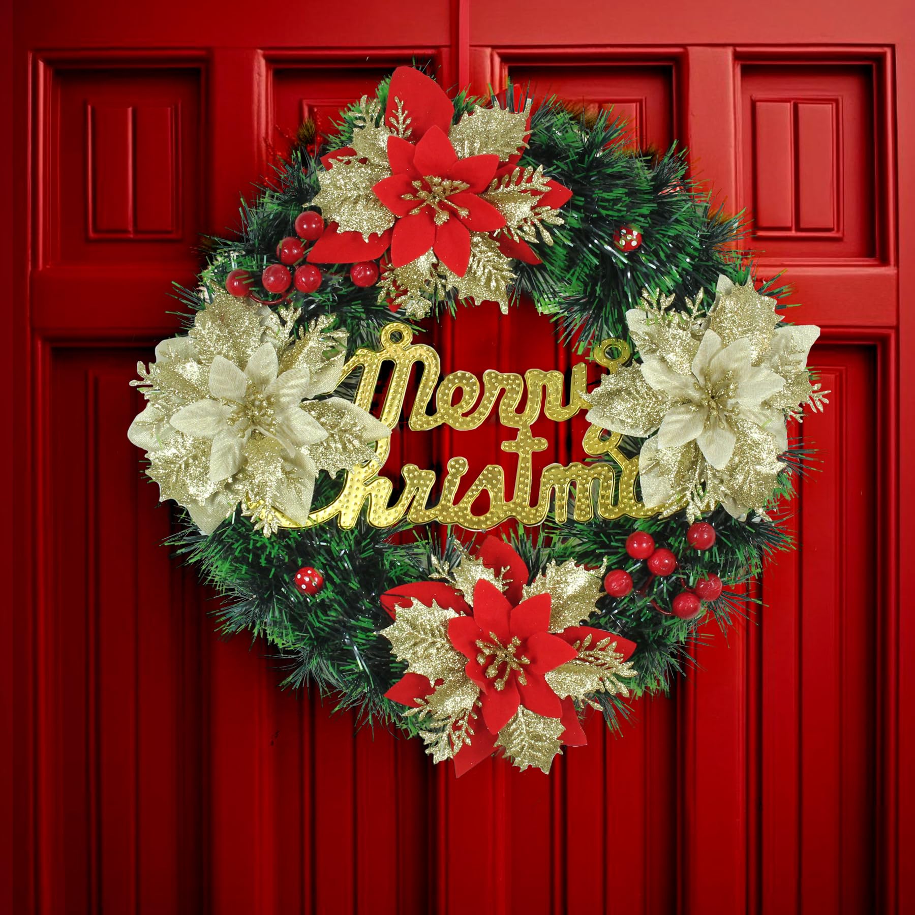TIED RIBBONS Artificial Christmas Wreath (Large, 33 cm) for Church Decoration Table Tree Wall Door Hanging Decorative Ornaments Xmas Garlands - Christmas Decorations Items for Home – view 2