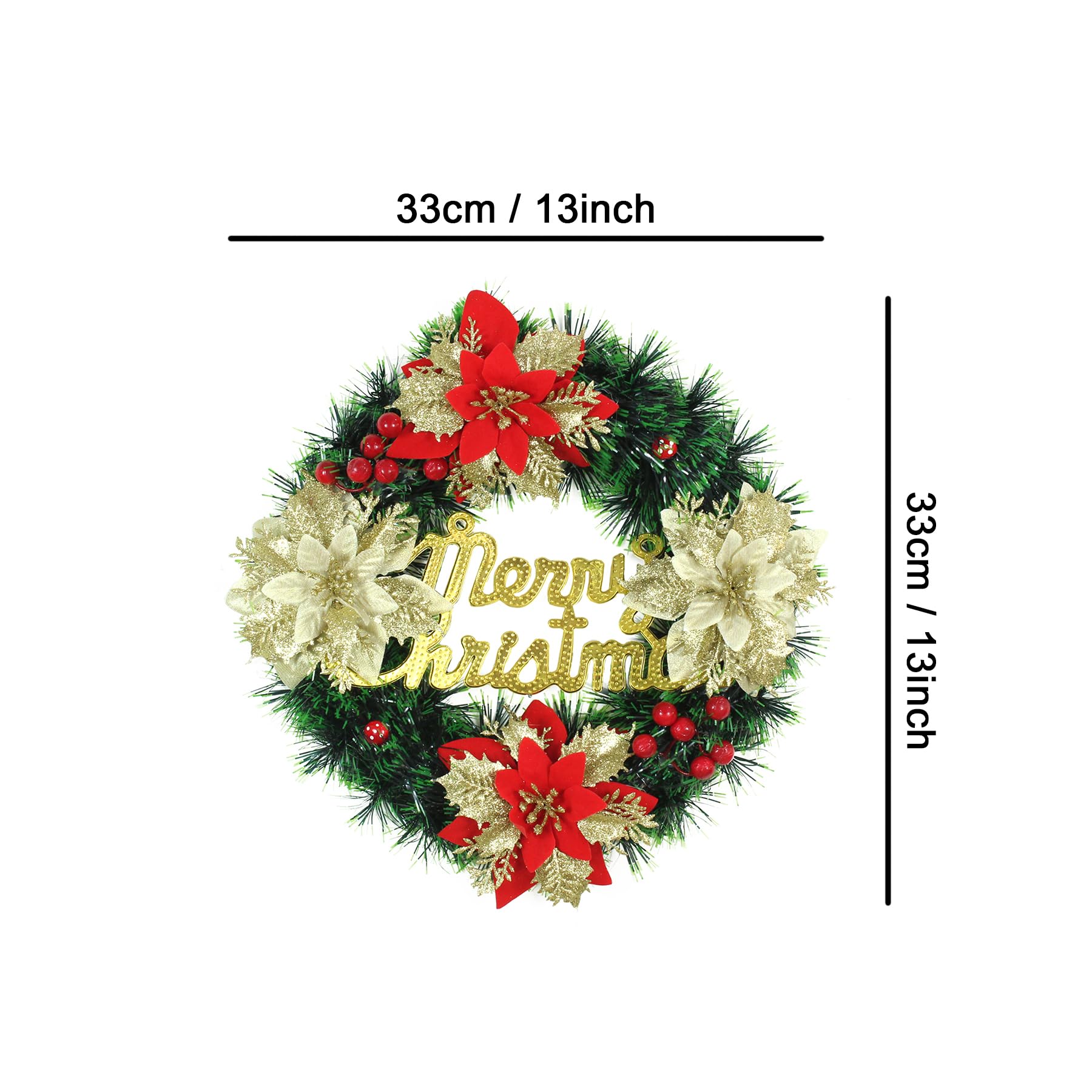 TIED RIBBONS Artificial Christmas Wreath (Large, 33 cm) for Church Decoration Table Tree Wall Door Hanging Decorative Ornaments Xmas Garlands - Christmas Decorations Items for Home – view 7