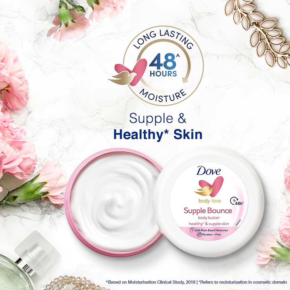 Dove Body Love Supple Bounce Body Butter Paraben Free, 48Hrs Moisturisation with Plant based Moisturiser Supple and Healthy Skin 145g – view 3