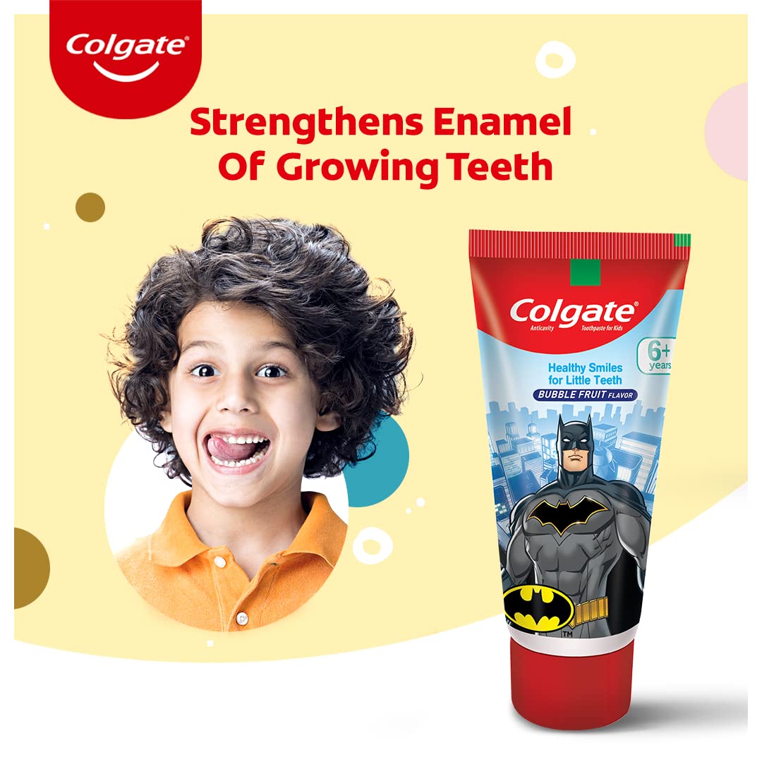 Colgate Batman Anticavity Toothpaste For Kids - 80g (Bubble Fruit Flavour) & Colgate Kids Wonder Woman Extra- Soft Toothbrush (5+ Years) - 1 Pc – view 3