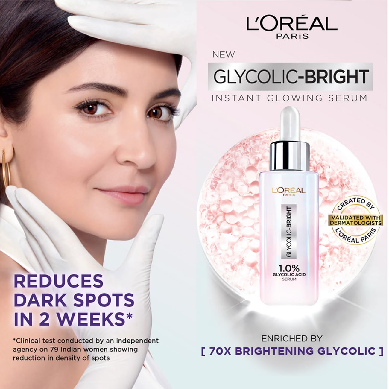L'Oreal Paris Instant Glowing Serum, 1% Glycolic Acid, 2% Niacinamide Serum, Visibly Minimizes Spots, Reveals Even Skin Tone, Glycolic Bright Skin, 30ml – view 2