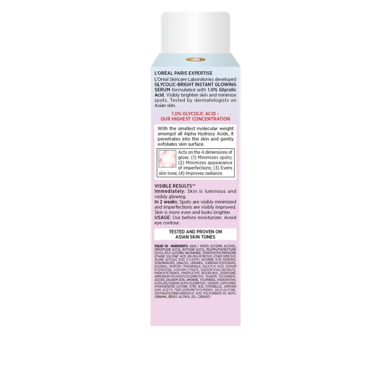 L'Oreal Paris Instant Glowing Serum, 1% Glycolic Acid, 2% Niacinamide Serum, Visibly Minimizes Spots, Reveals Even Skin Tone, Glycolic Bright Skin, 30ml – view 9