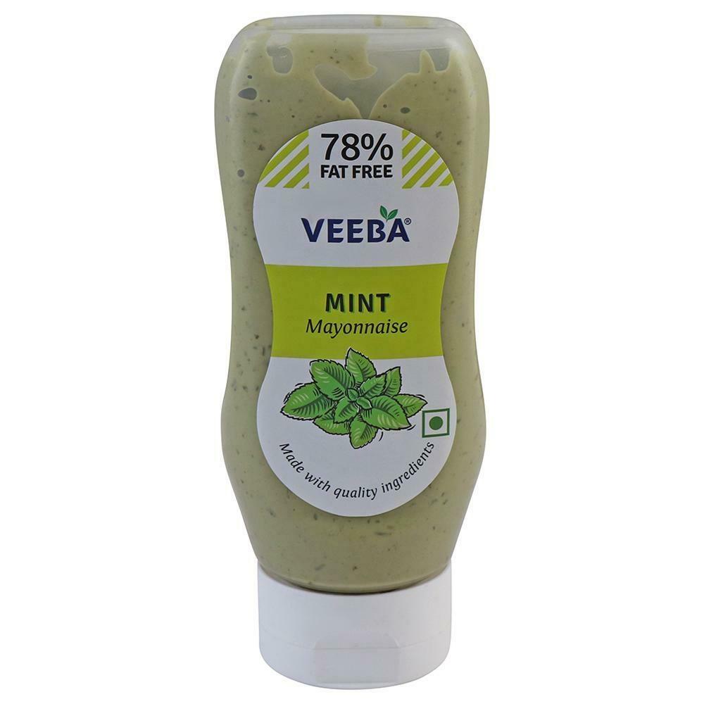 Veeba Mint Mayonnaise bottle pack showing 300g mint mayonnaise