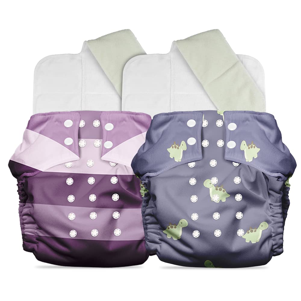Mother Sparsh Plant Powered Cloth Diaper for Babies-Free Size | Medical Grade Fabric with 100% Organic Cotton | 13 Layer Breathable Soaker With Built-In Booster Pad | Pack of 2