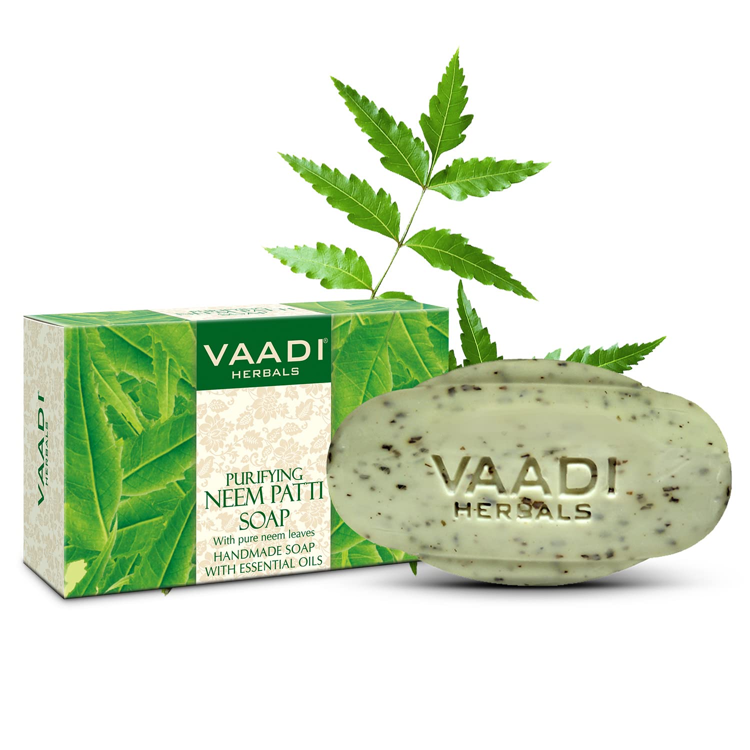 Vaadi Herbals Pack of 12 Neem Patti Soap - Contains pure Neem leaves (12 x 75 gms) – view 2
